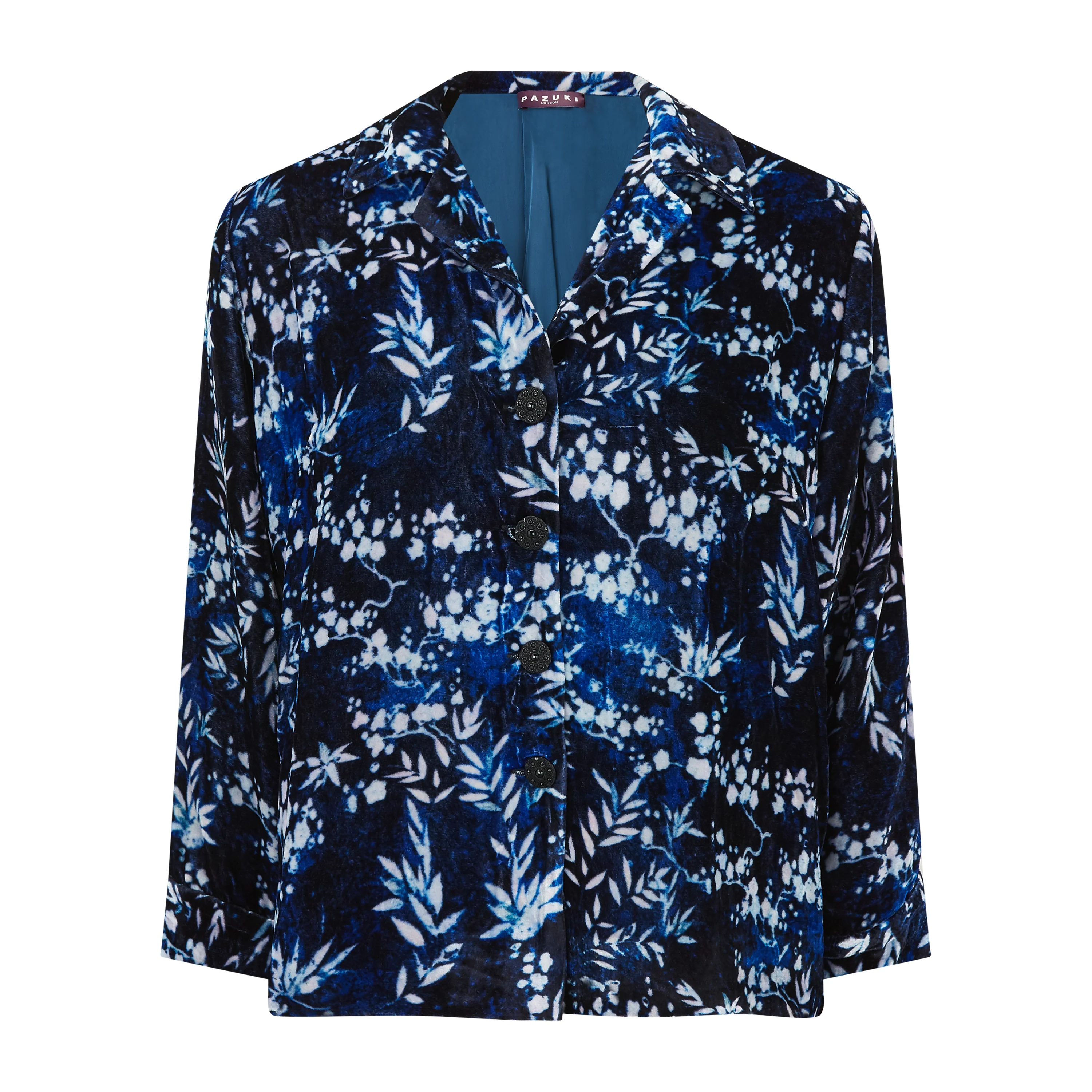 Ellen Gold Leaf Navy Velvet Jacket