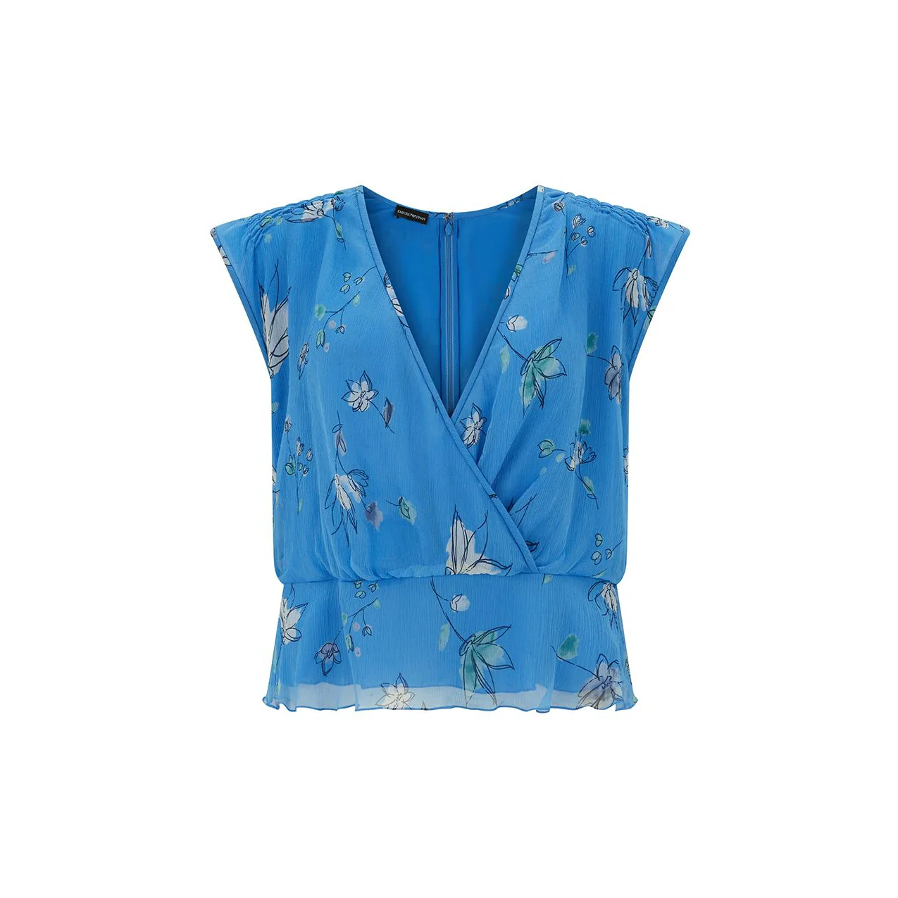 Chiffon Wrap Top Blue