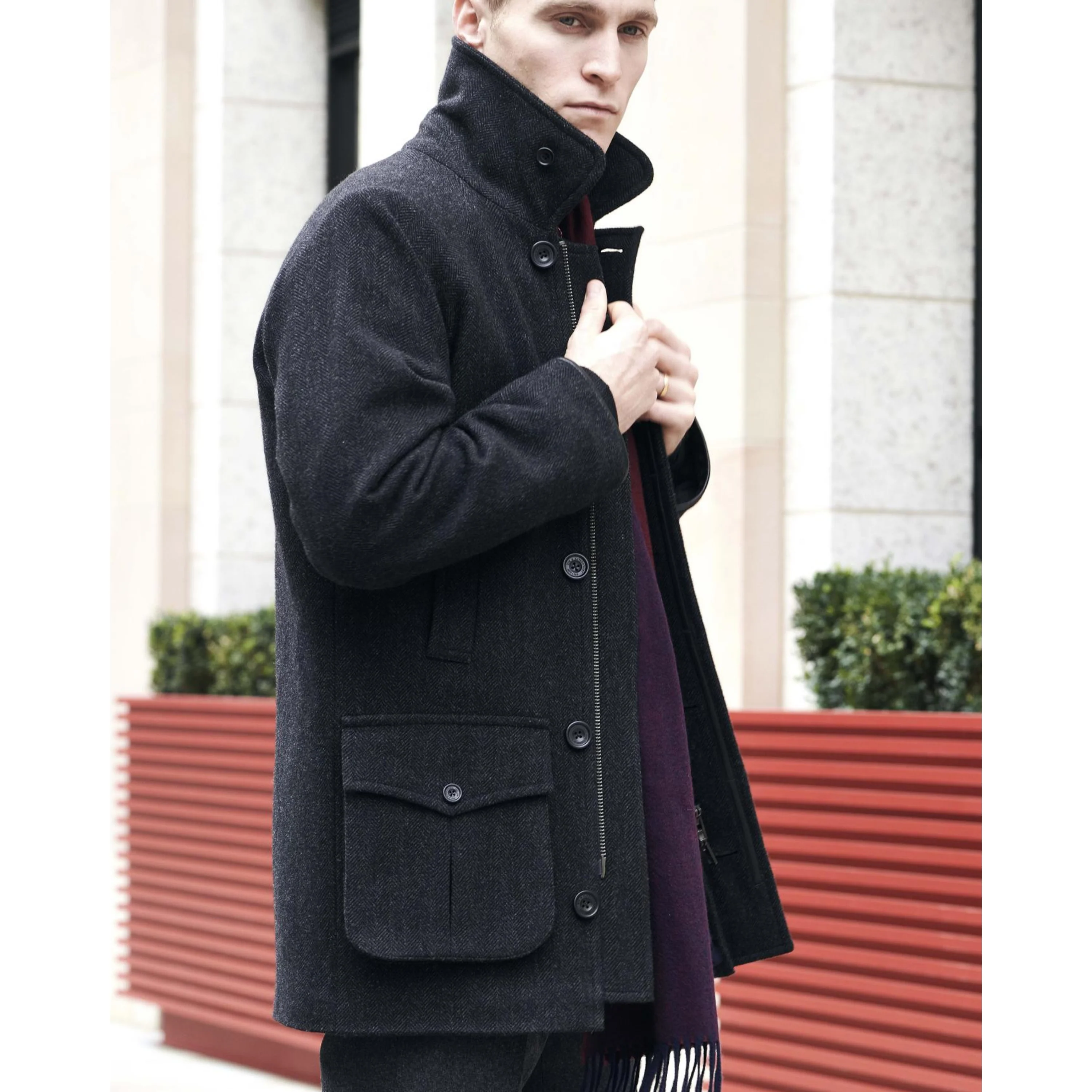 Farnworth Charcoal Herringbone Jacket - Image 3