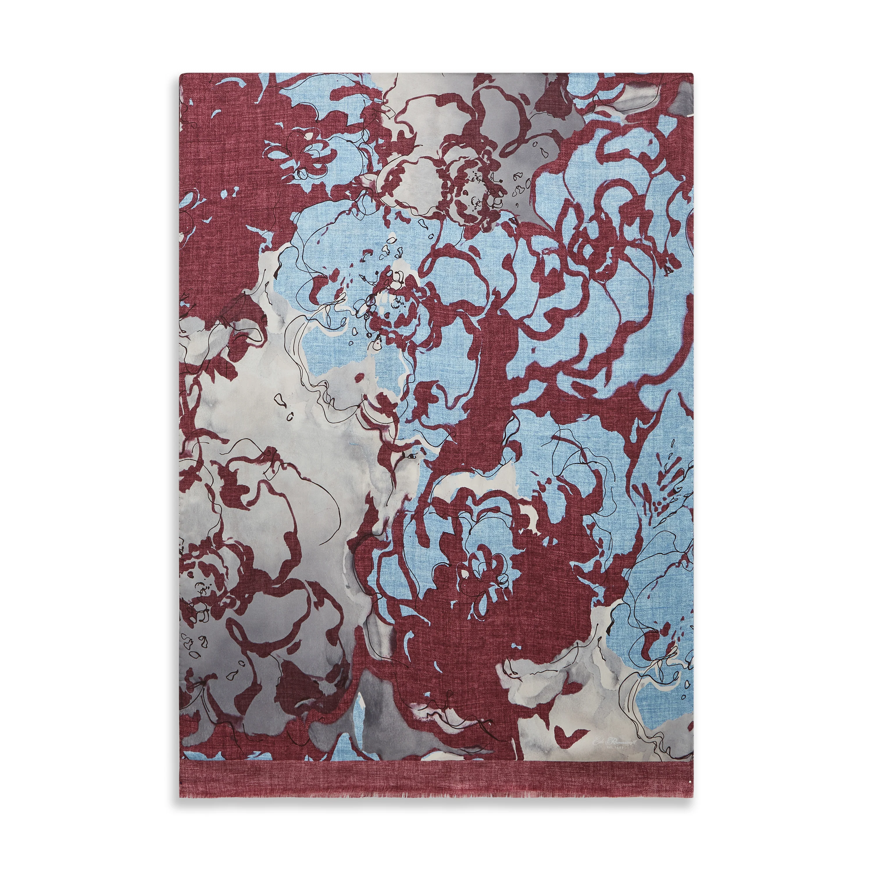 Floral Watercolour Silk Pin Fringe Scarf - Image 2