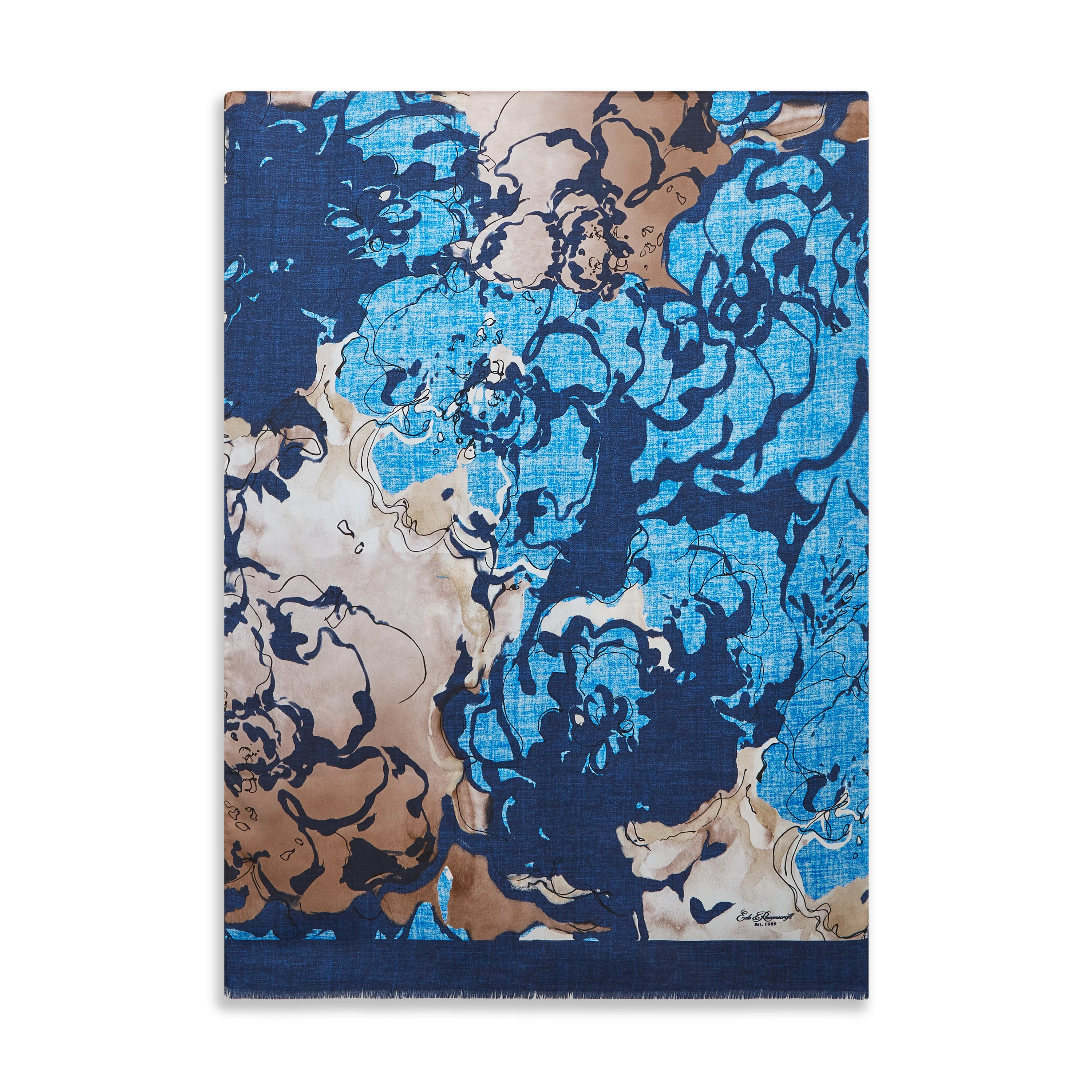 Floral Watercolour Silk Pin Fringe Scarf - Image 2