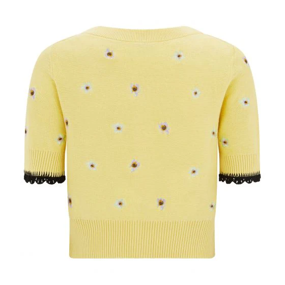 Flower Jacquard Button Through Top - Image 2