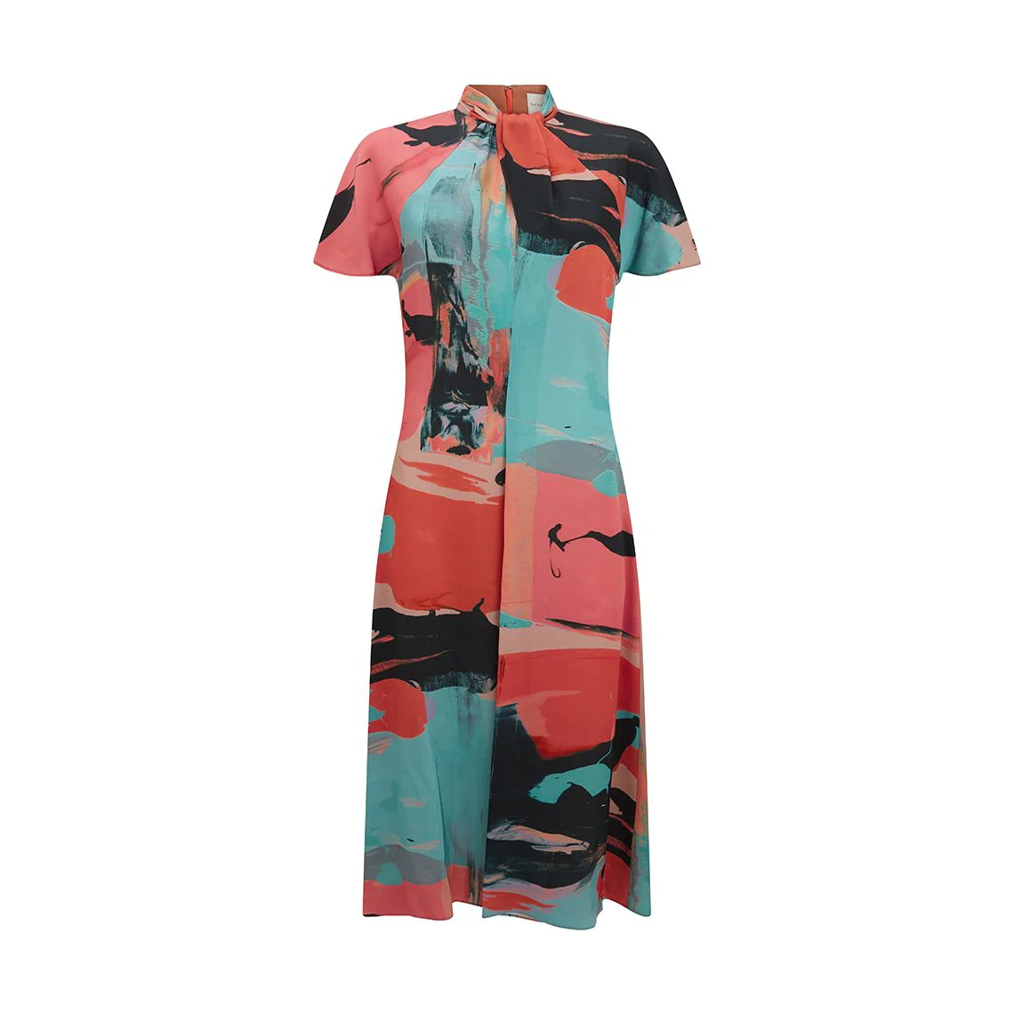Geometric Pattern Midi Dress Pink