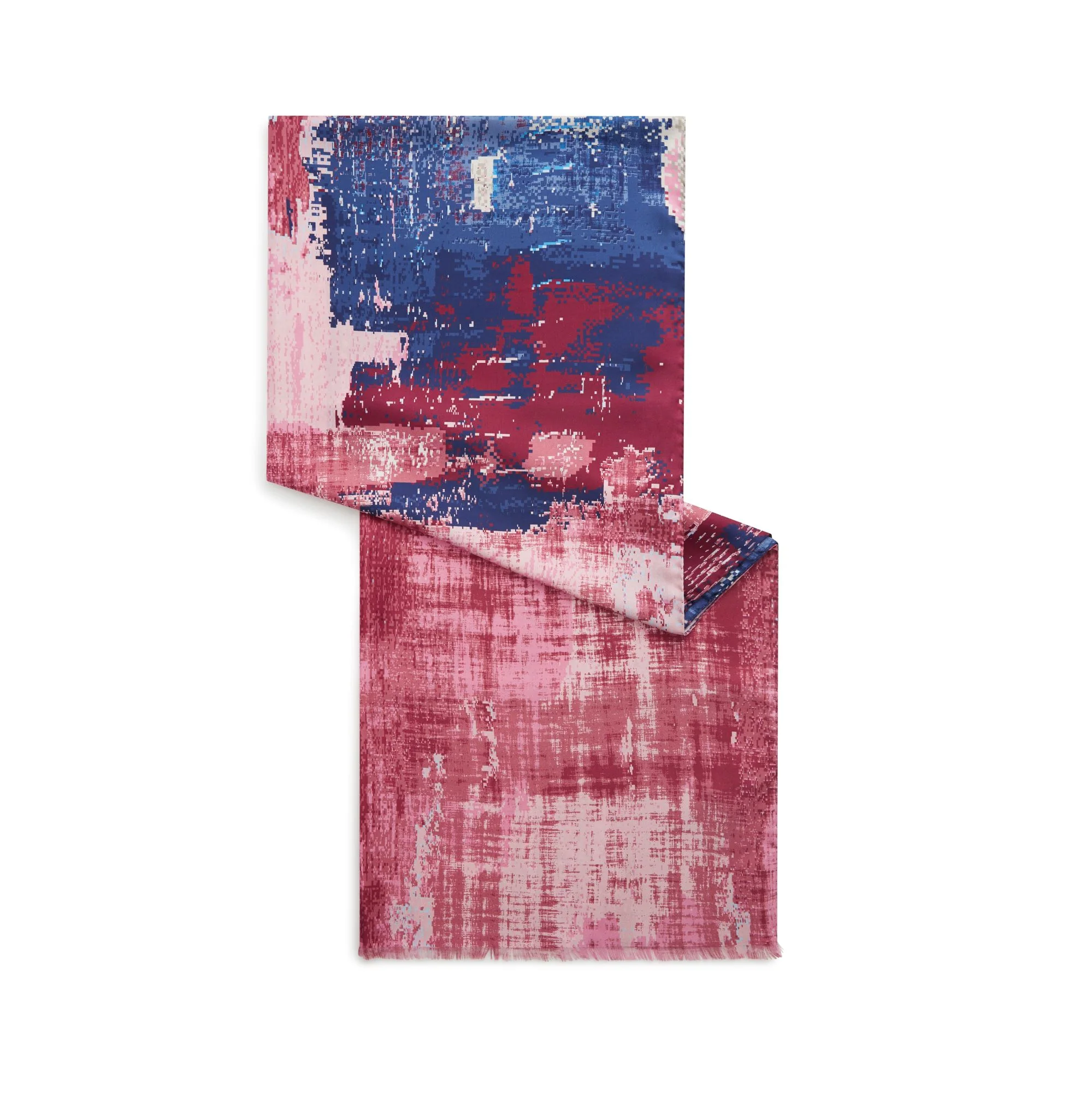 Geometric Silk Pin Fringe Scarf