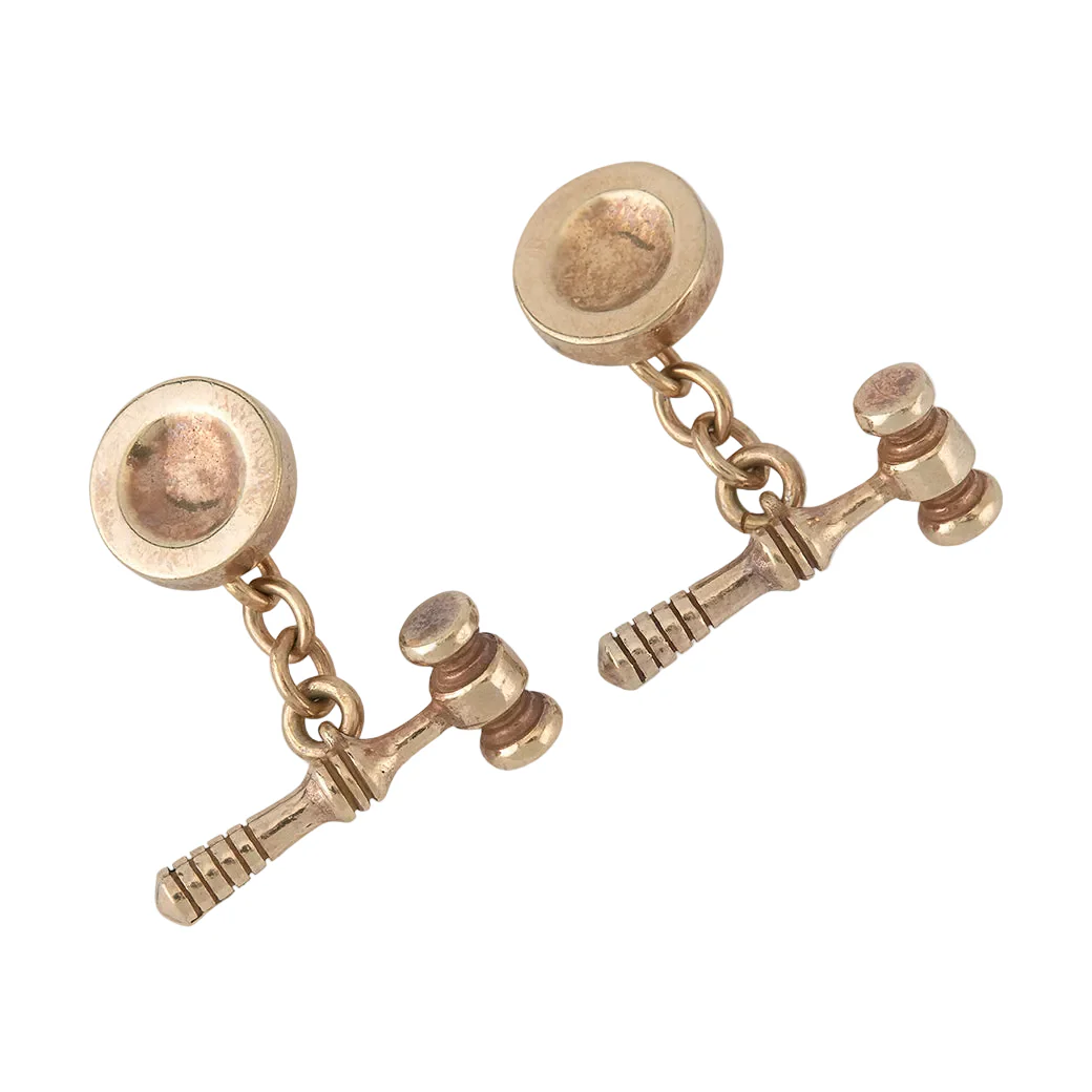 Gilt Gavel & Block cufflink