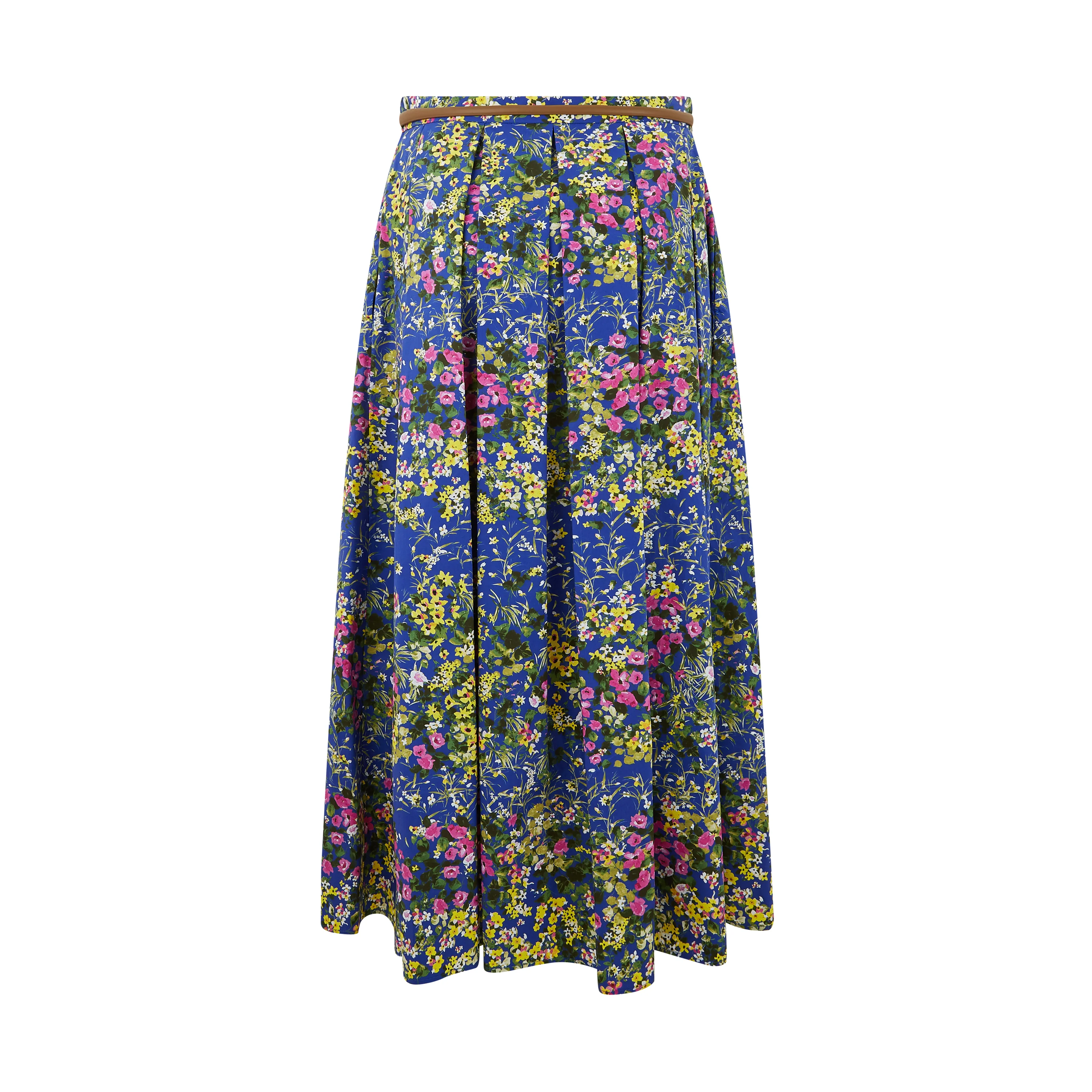 Moresca Floral Print Cotton Poplin Pleated Skirt - Image 2