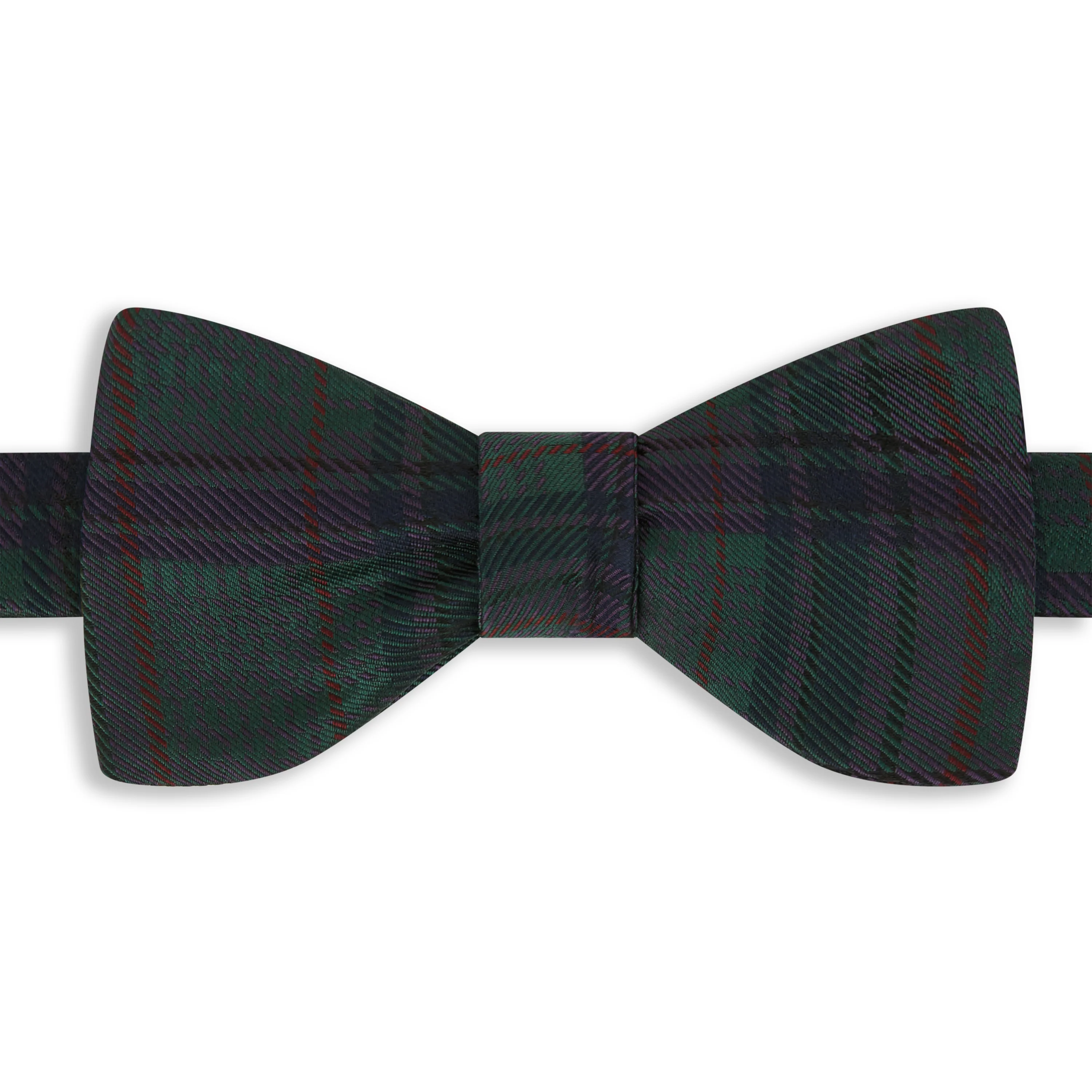 Green and Purple Check Silk Bow Tie