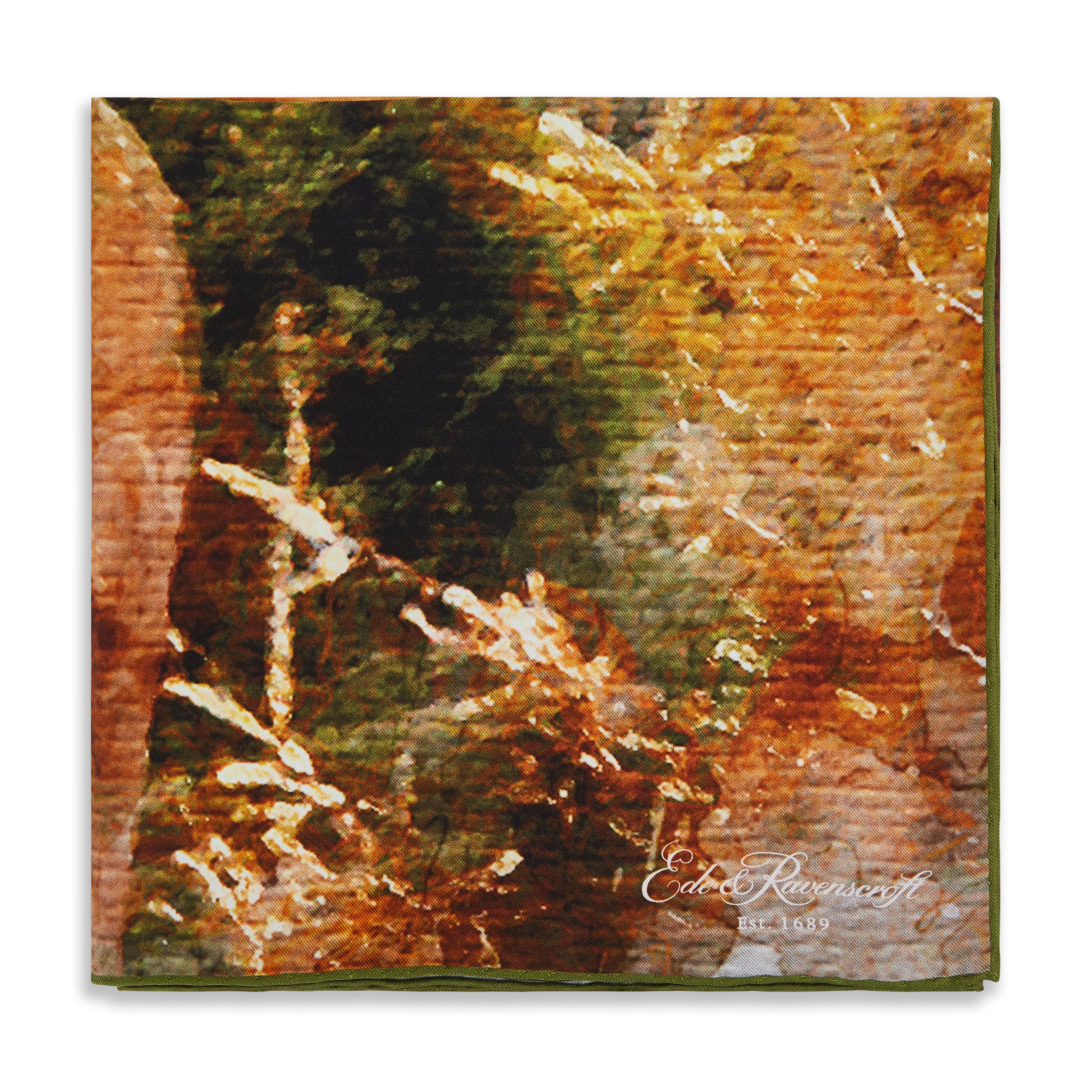 Green Blue Forest Stag Silk Square Scarf