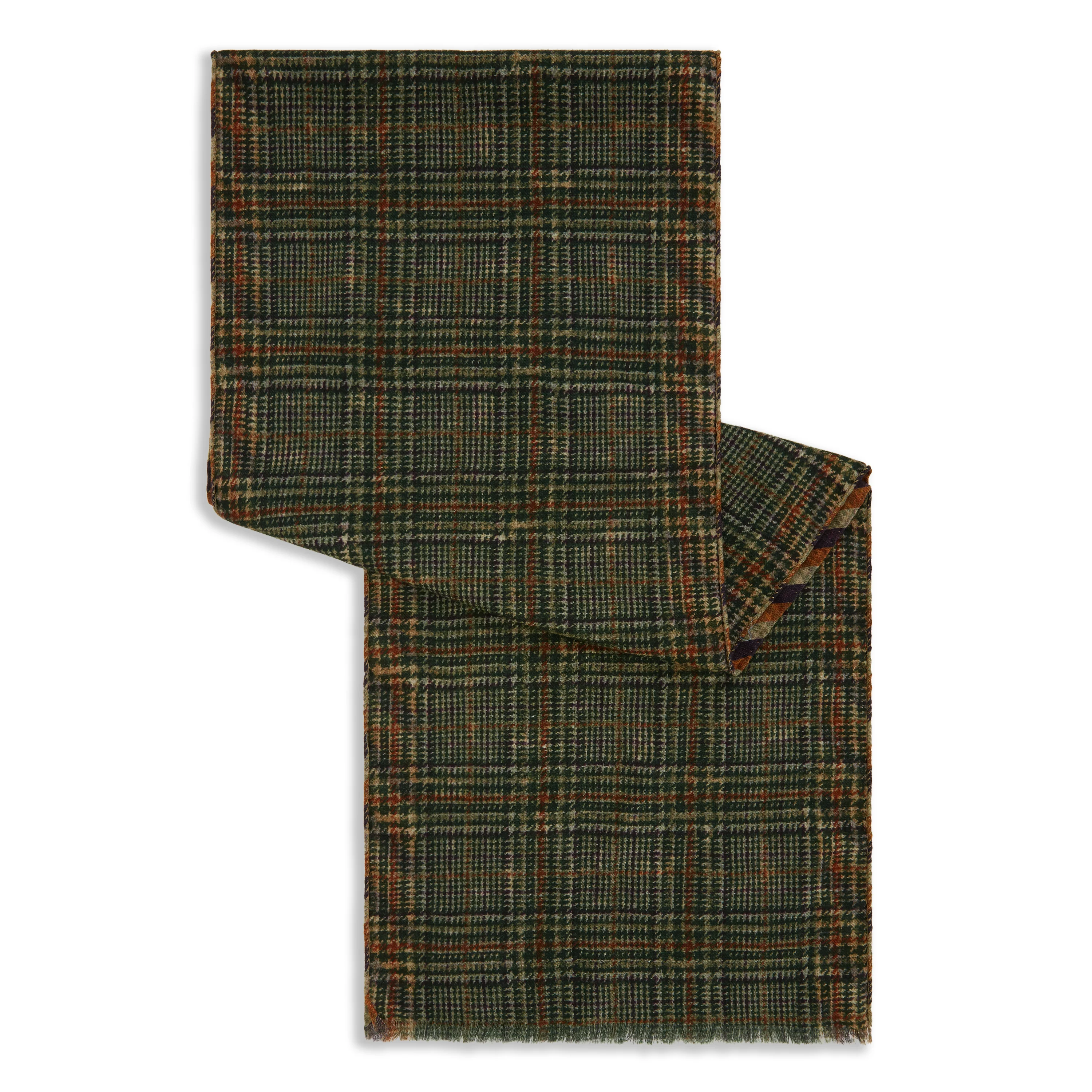 GREEN EQUESTRIAN CHECK PRINTED WOOL SCARF - Image 2