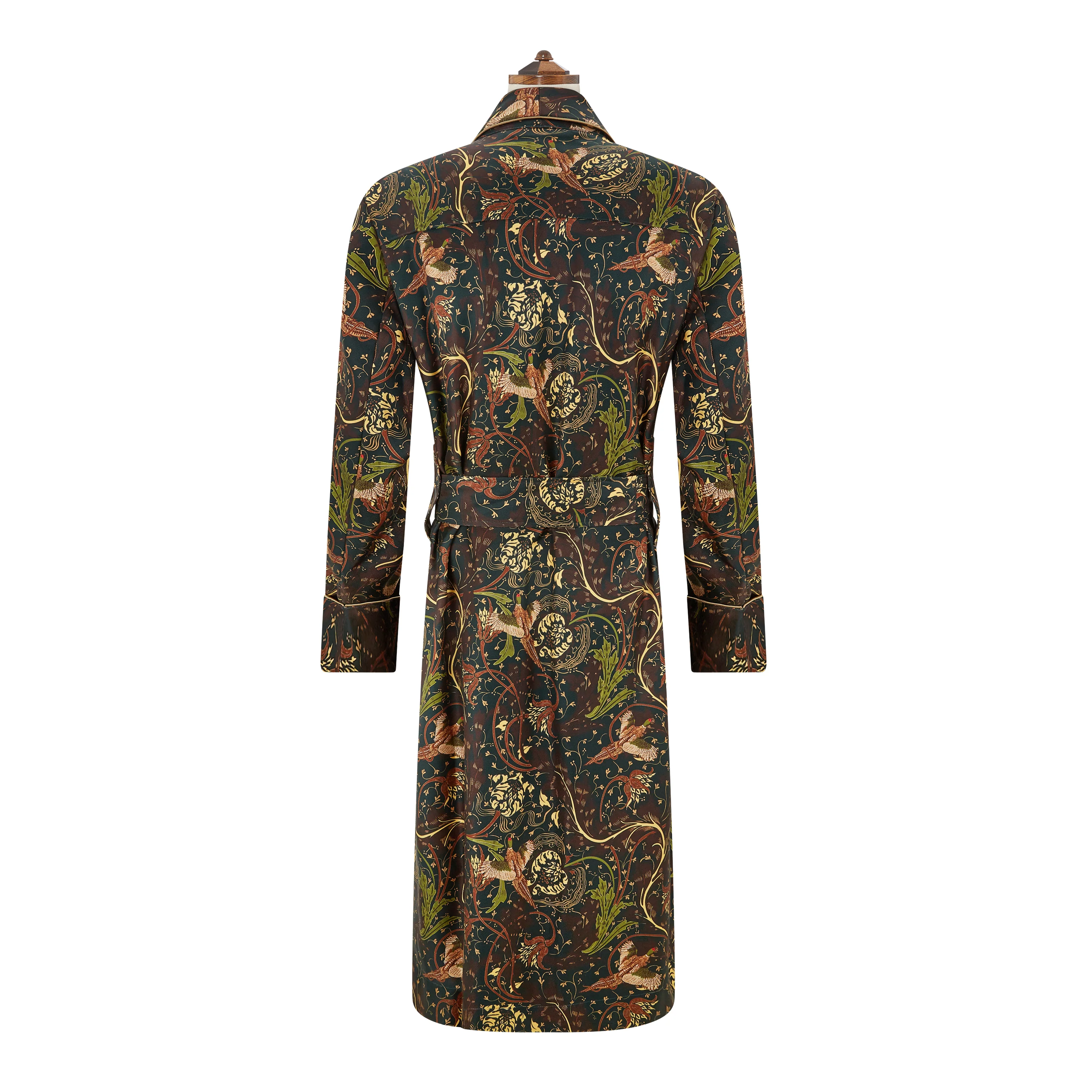 Green Exclusive Silk Pheasant Jacquard Dressing Gown - Image 2