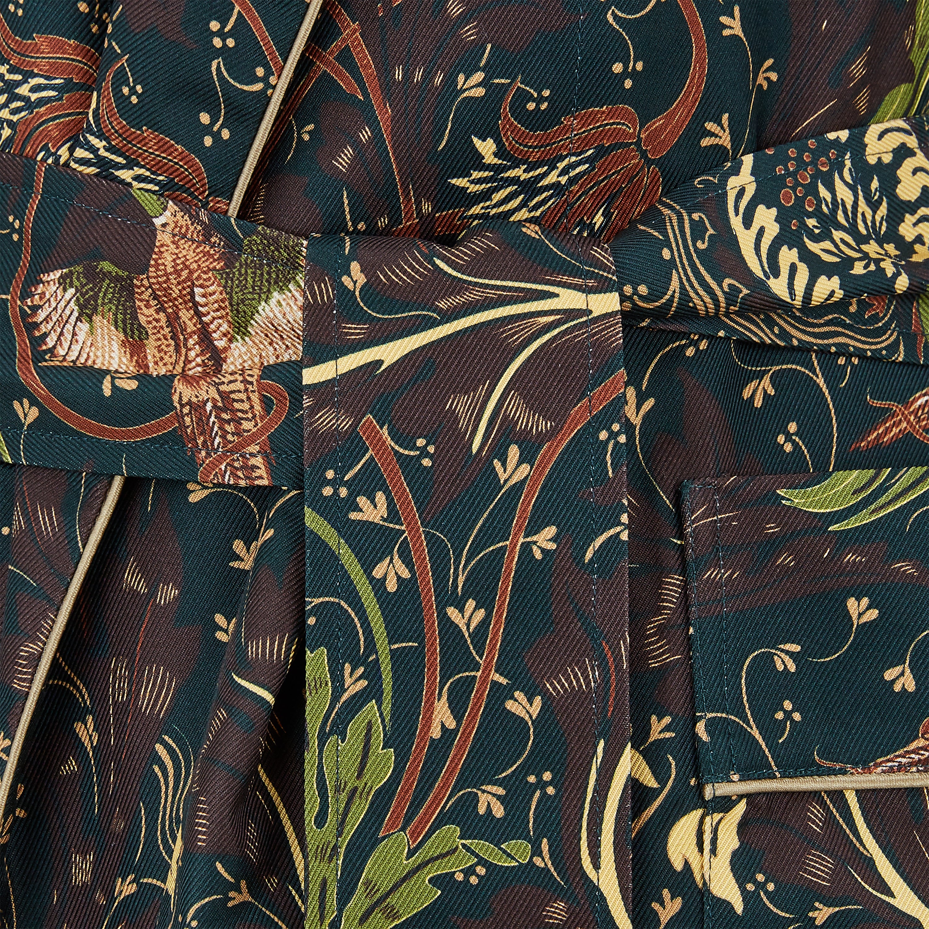 Green Exclusive Silk Pheasant Jacquard Dressing Gown - Image 3