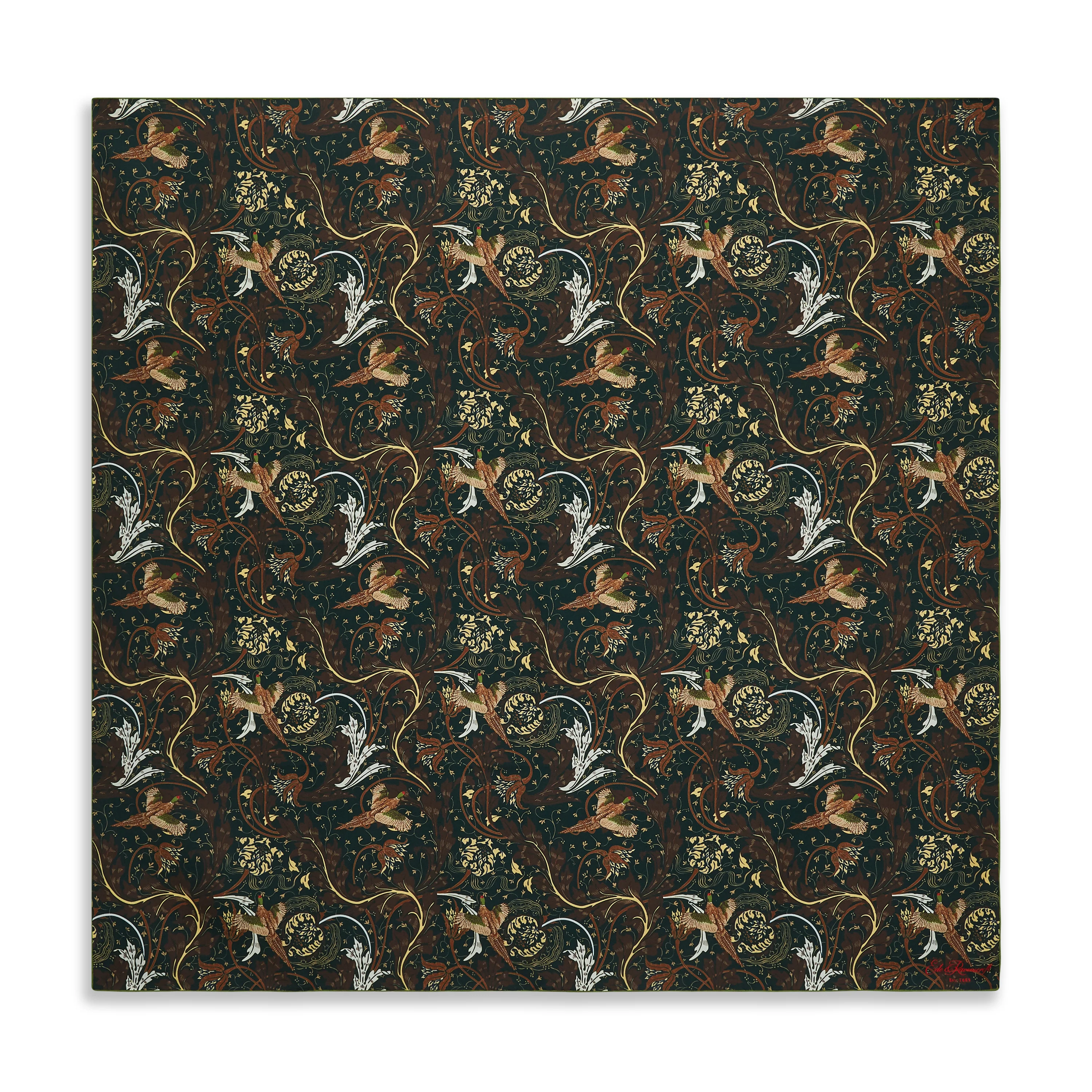 Green Forest Pheasant Silk Square Scarf - Image 2