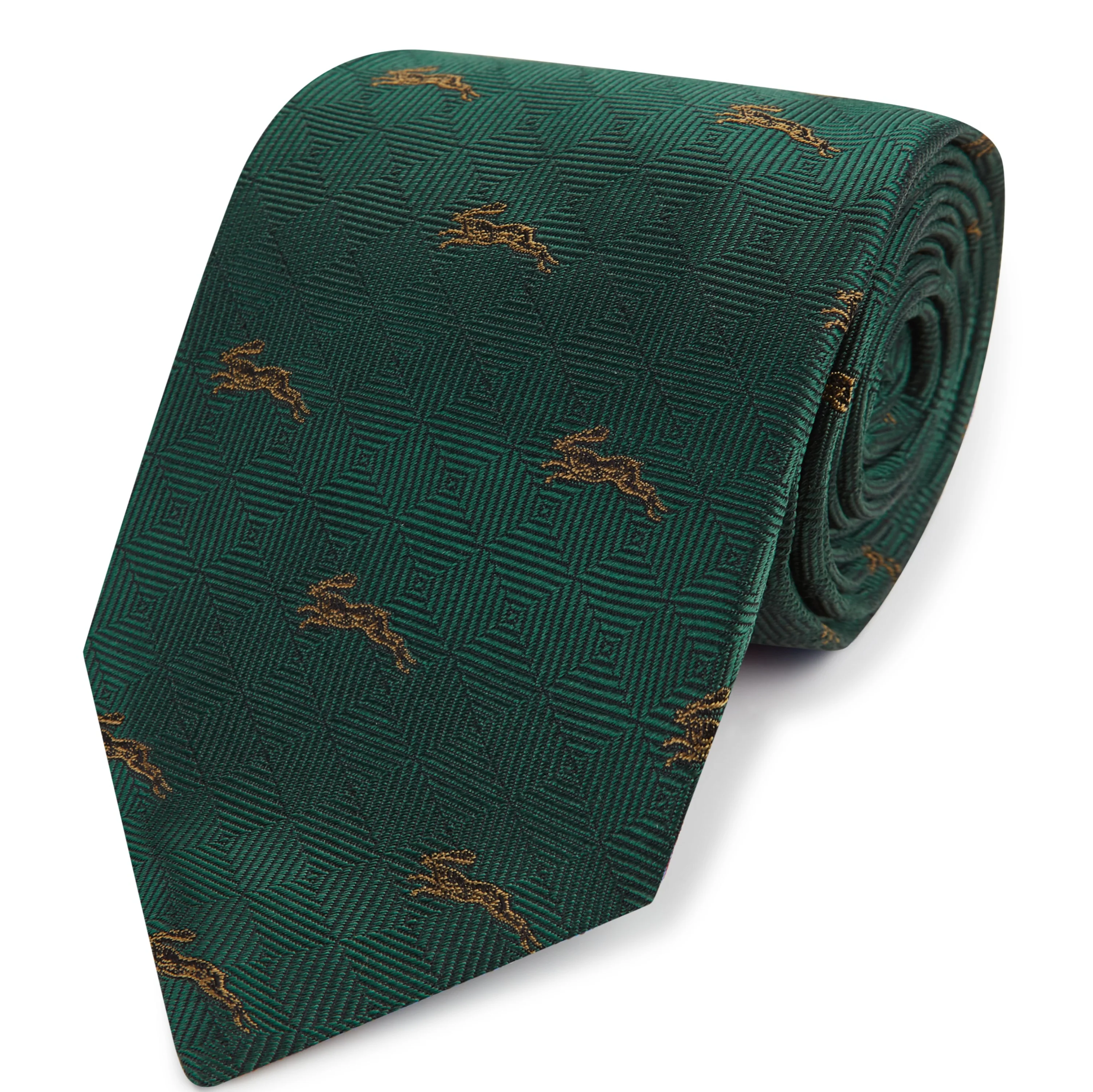 Green Hare Diamond Woven Silk Tie