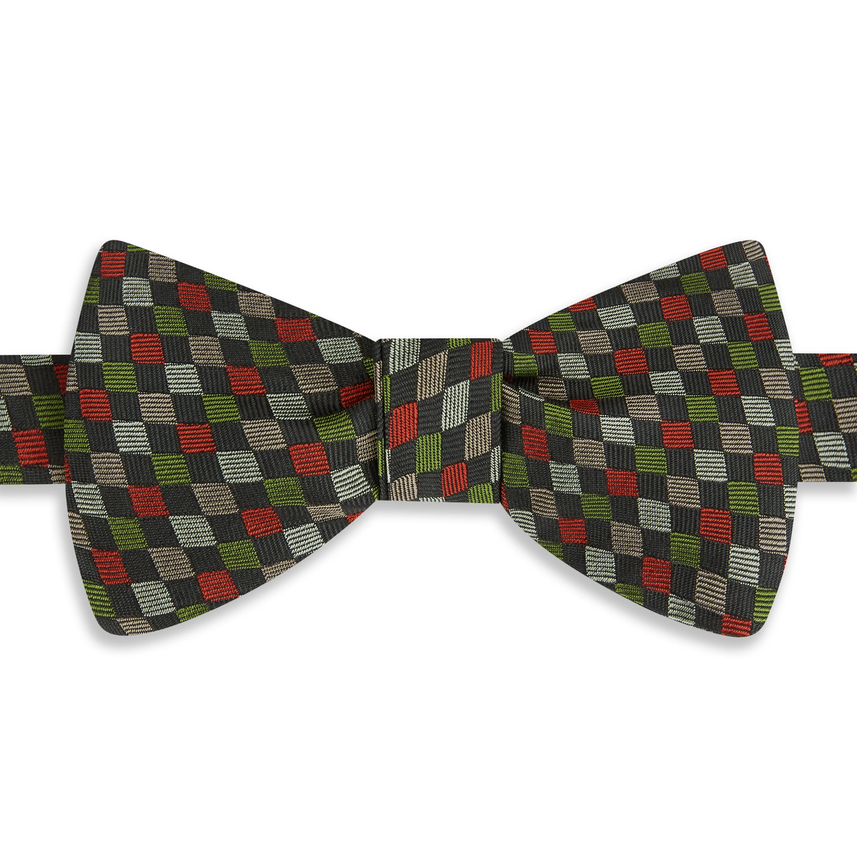 Green Harlequin Woven Silk Bow Tie