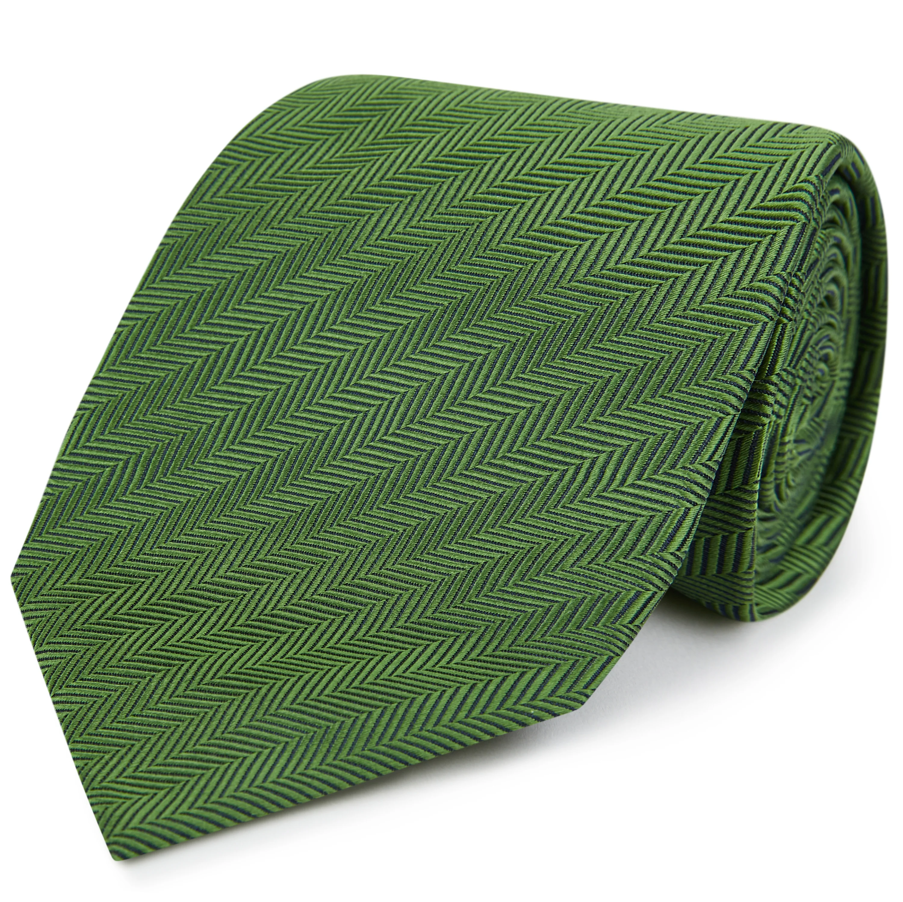 Green Herringbone Woven Silk Tie