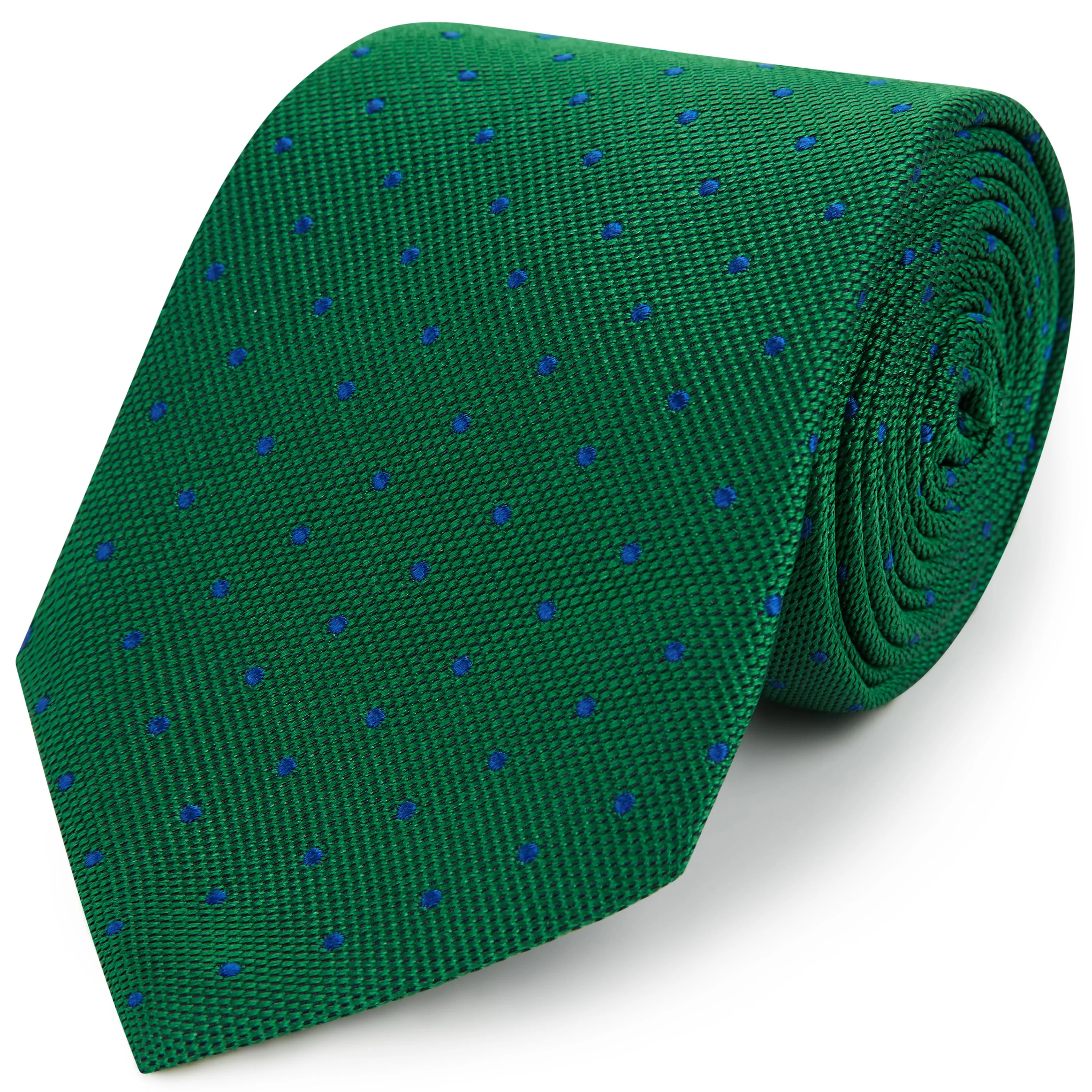 Green Navy Yellow Textured Spot Woven Silk Tie