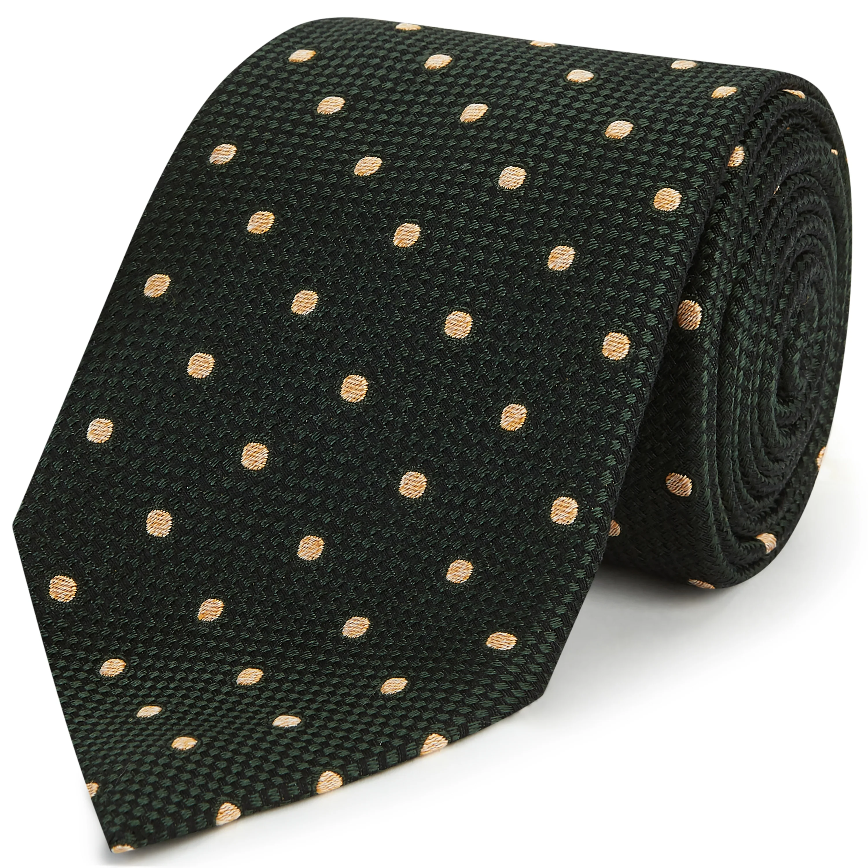Green Orange Textured Spot Woven Silk Tie