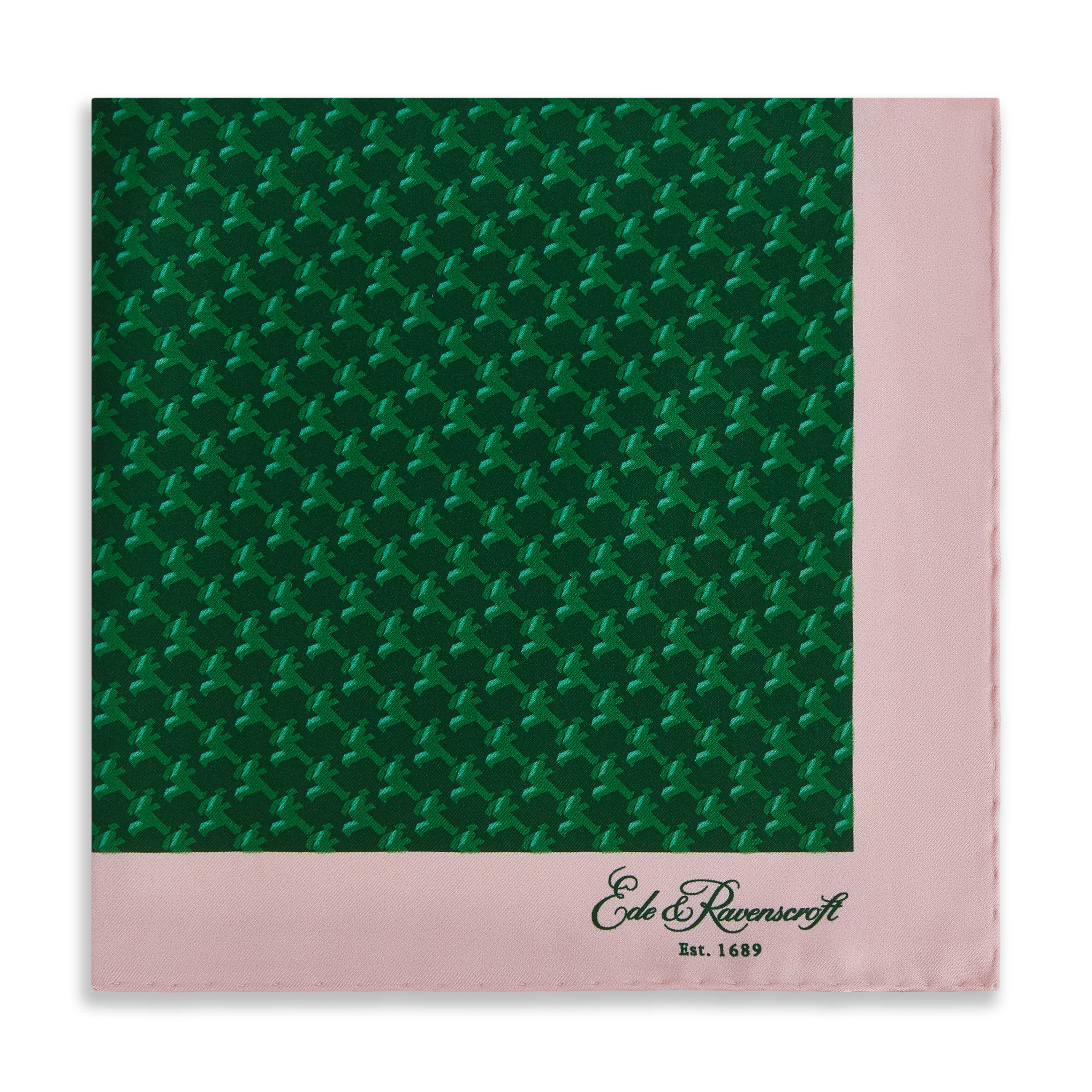 Green Pink Geo Running Man Silk Pocket Square