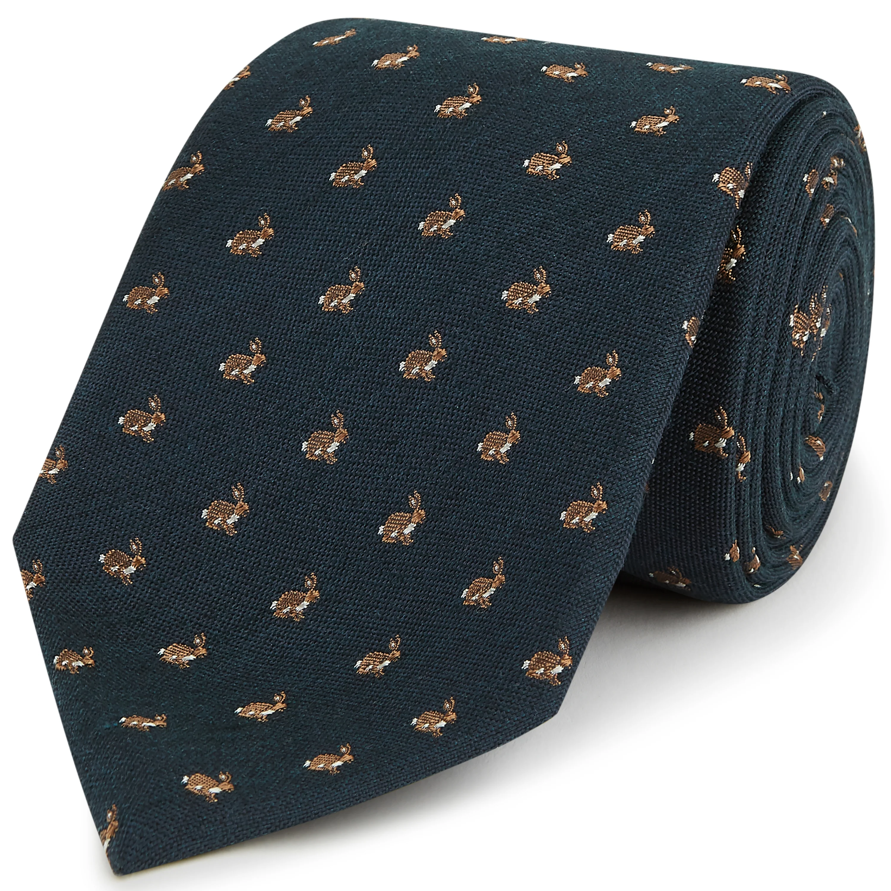 Green Rabbit Woven Silk Tie