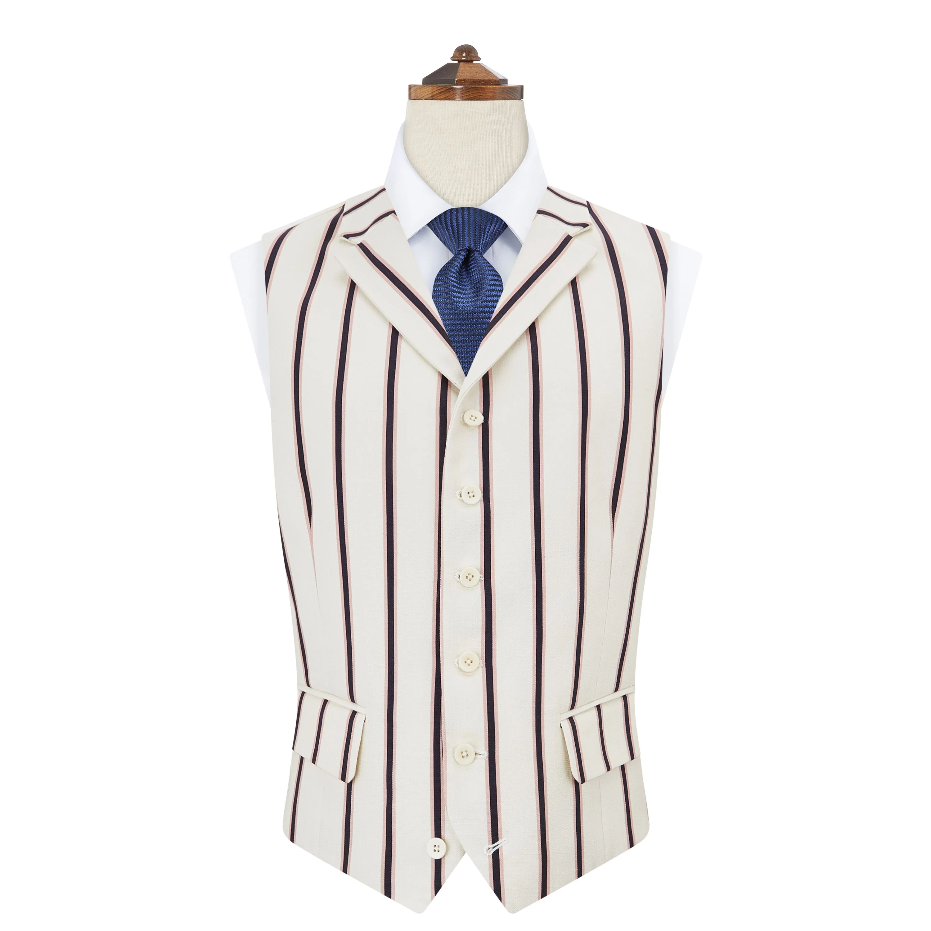 Hadley White Pink Stripe Waistcoat
