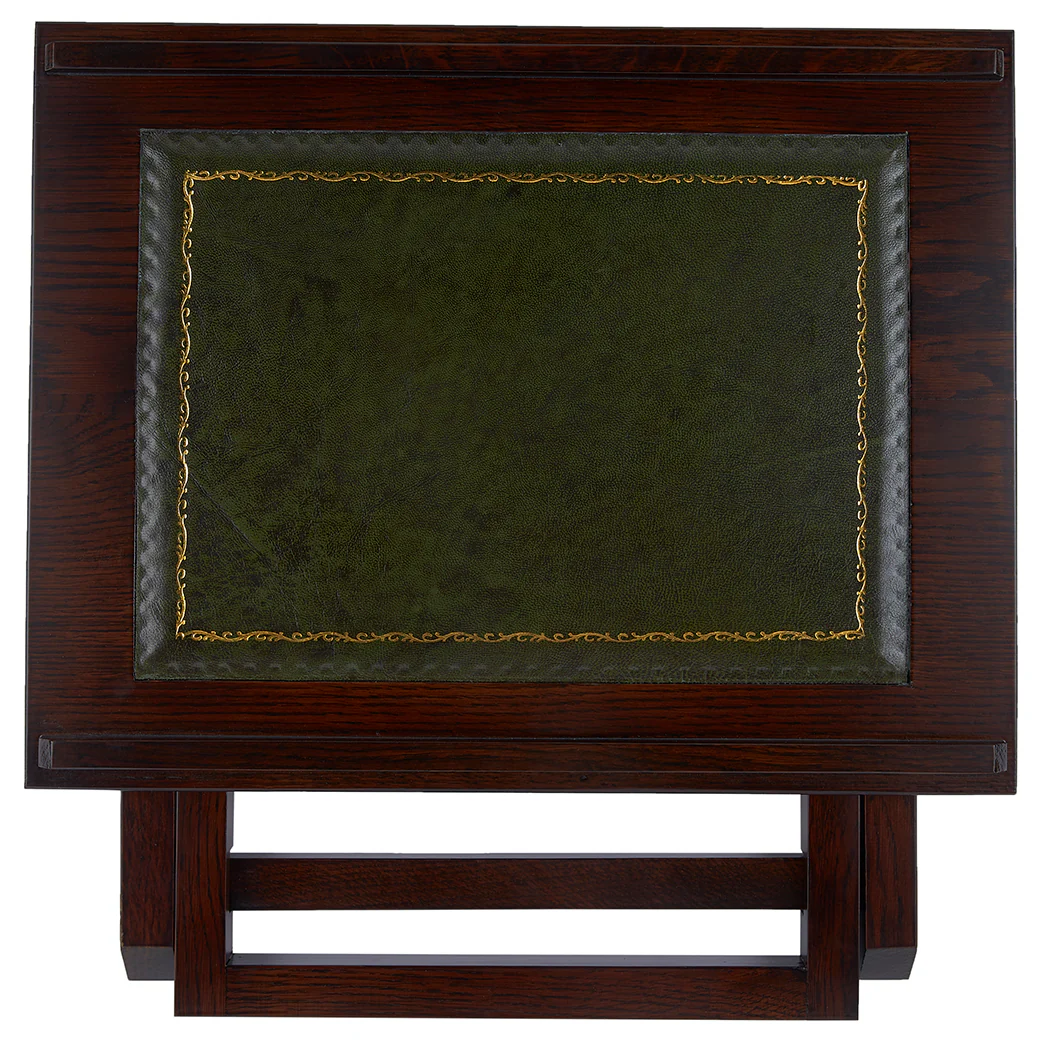 Hardwood Lectern with Leather Top Green - Image 2