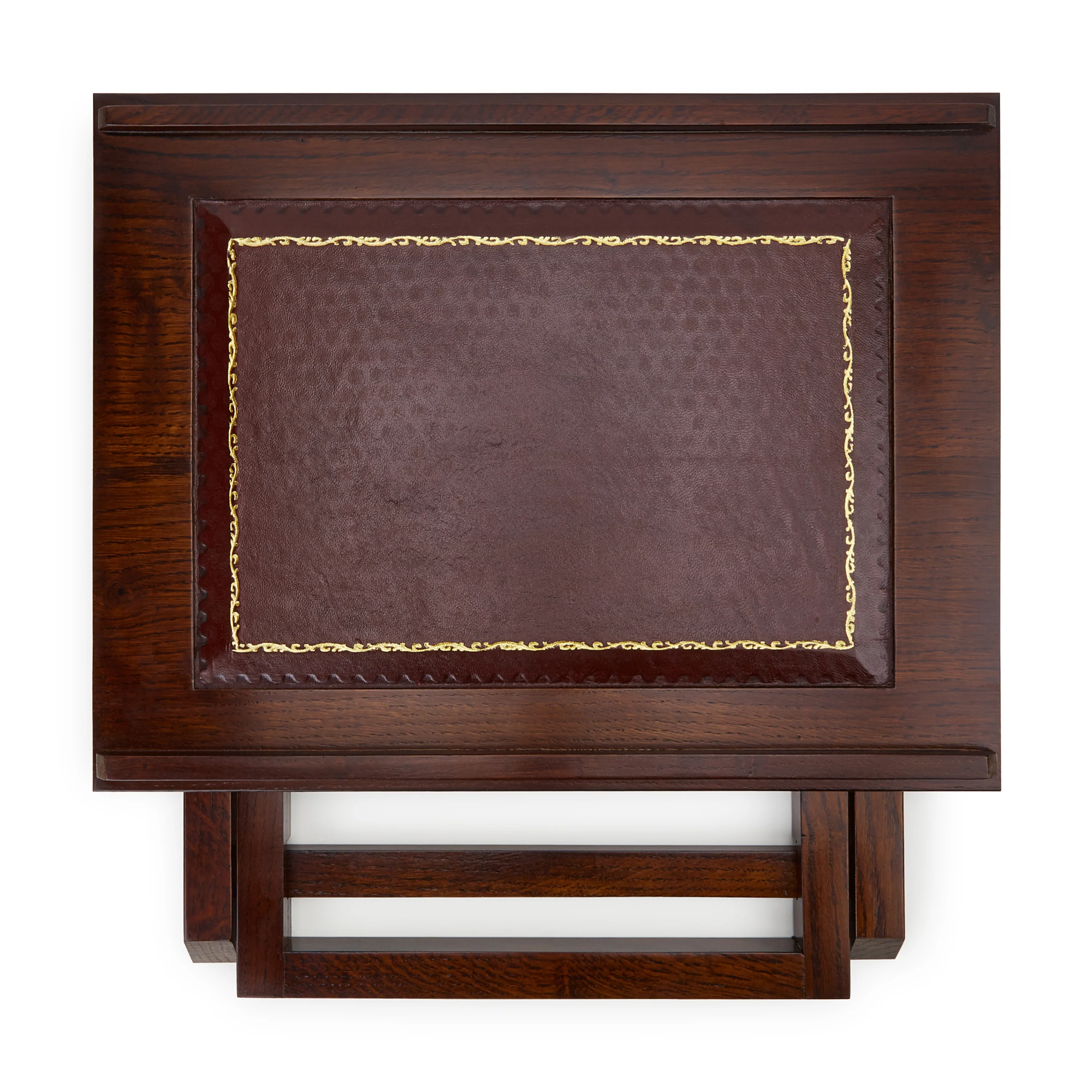 Hardwood Lectern with Leather Top Wine - Image 2