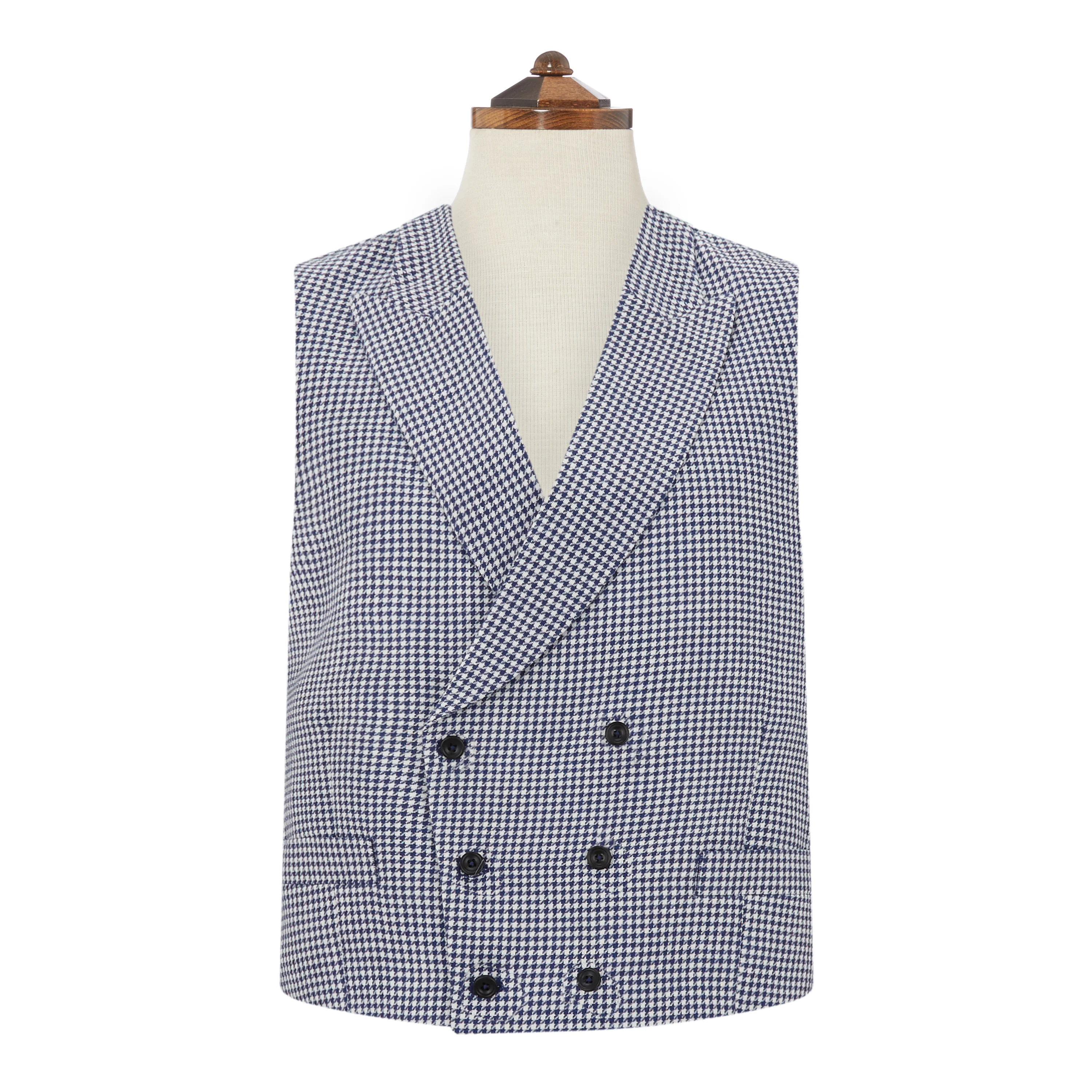Hayward Navy White Houndstooth Waistcoat