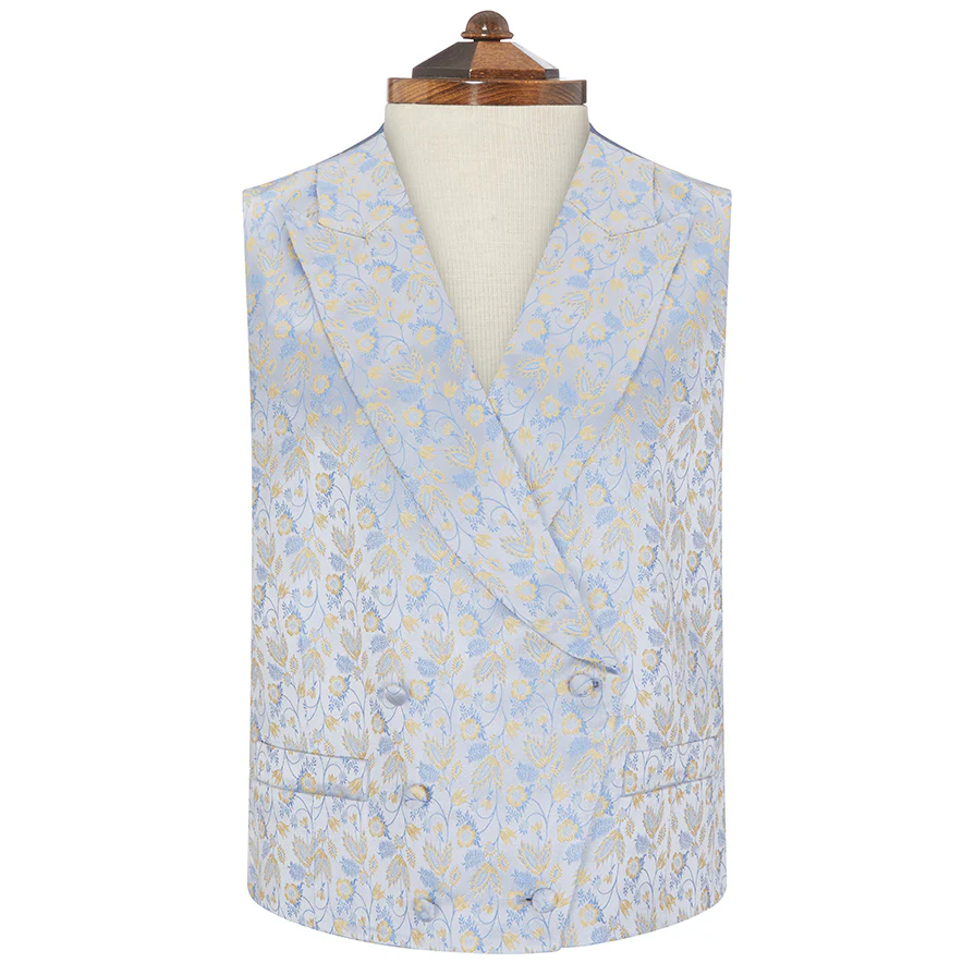 Hayward Blue Large Floral Silk Waistcoat