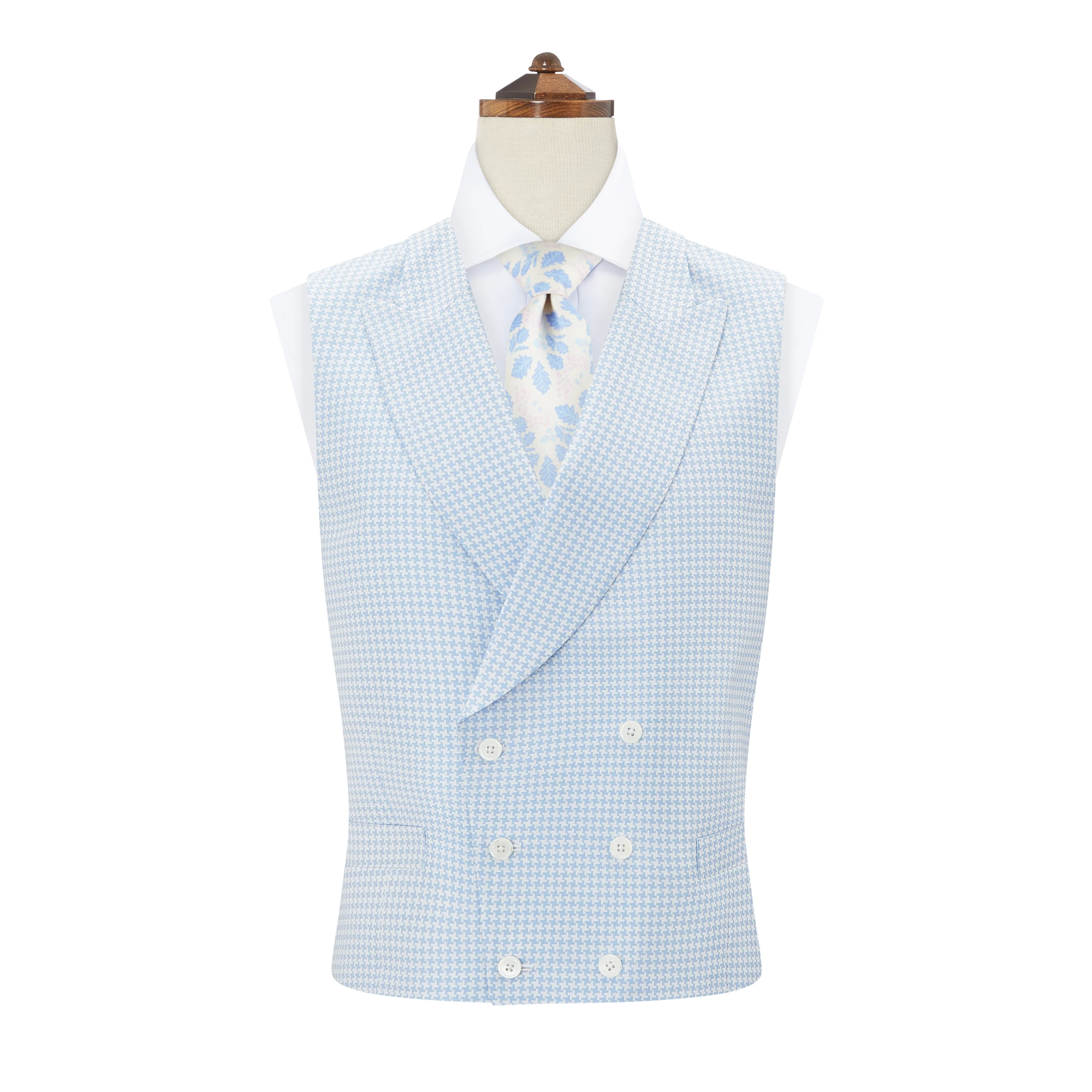 Hayward Blue White Houndstooth Silk Waistcoat
