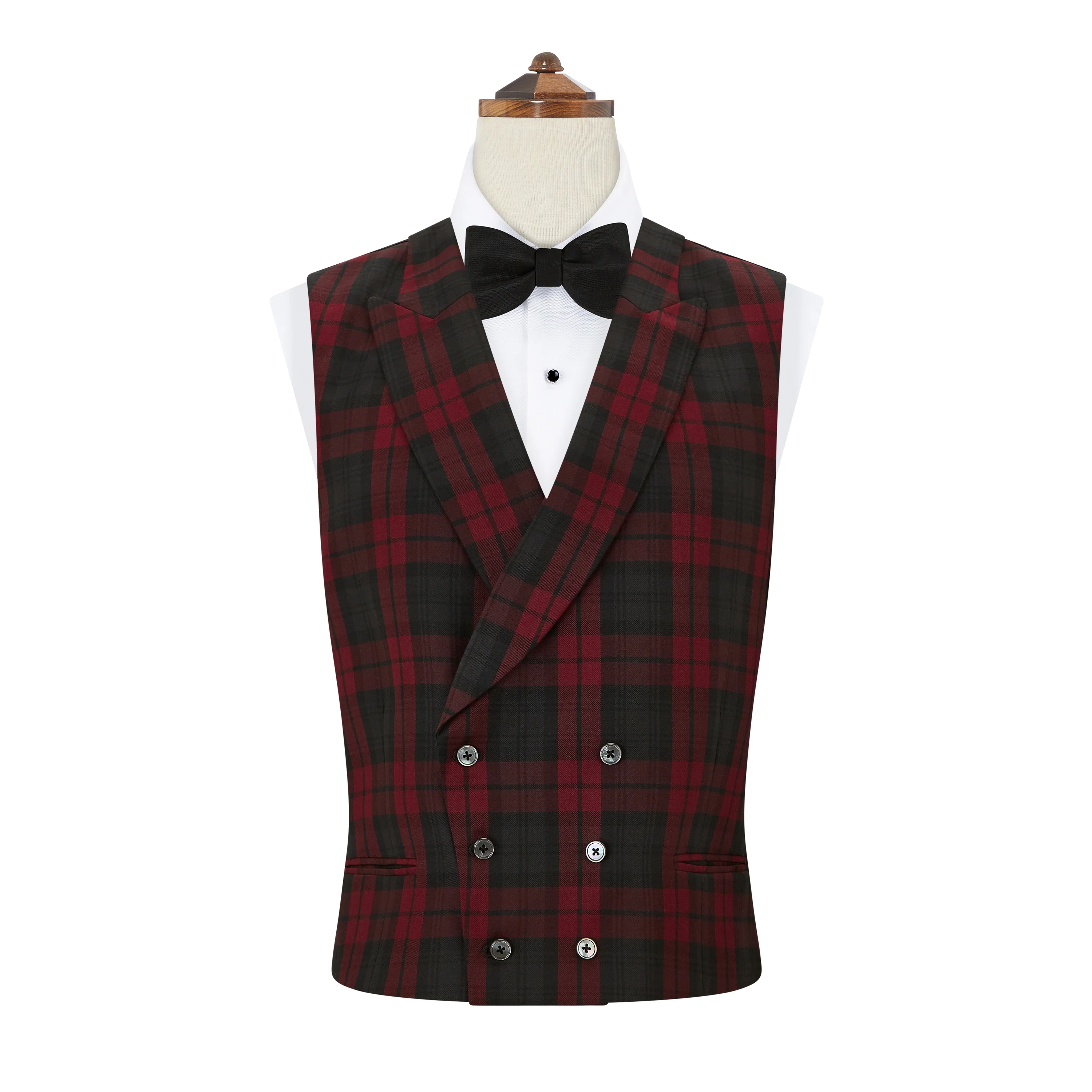 Hayward Burgundy Black Check Evening Waistcoat