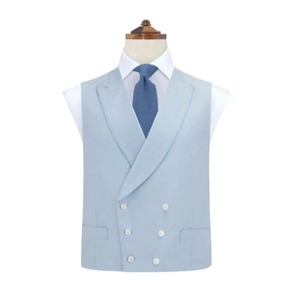 Hayward Pale Blue Geometric Wool Silk Waistcoat