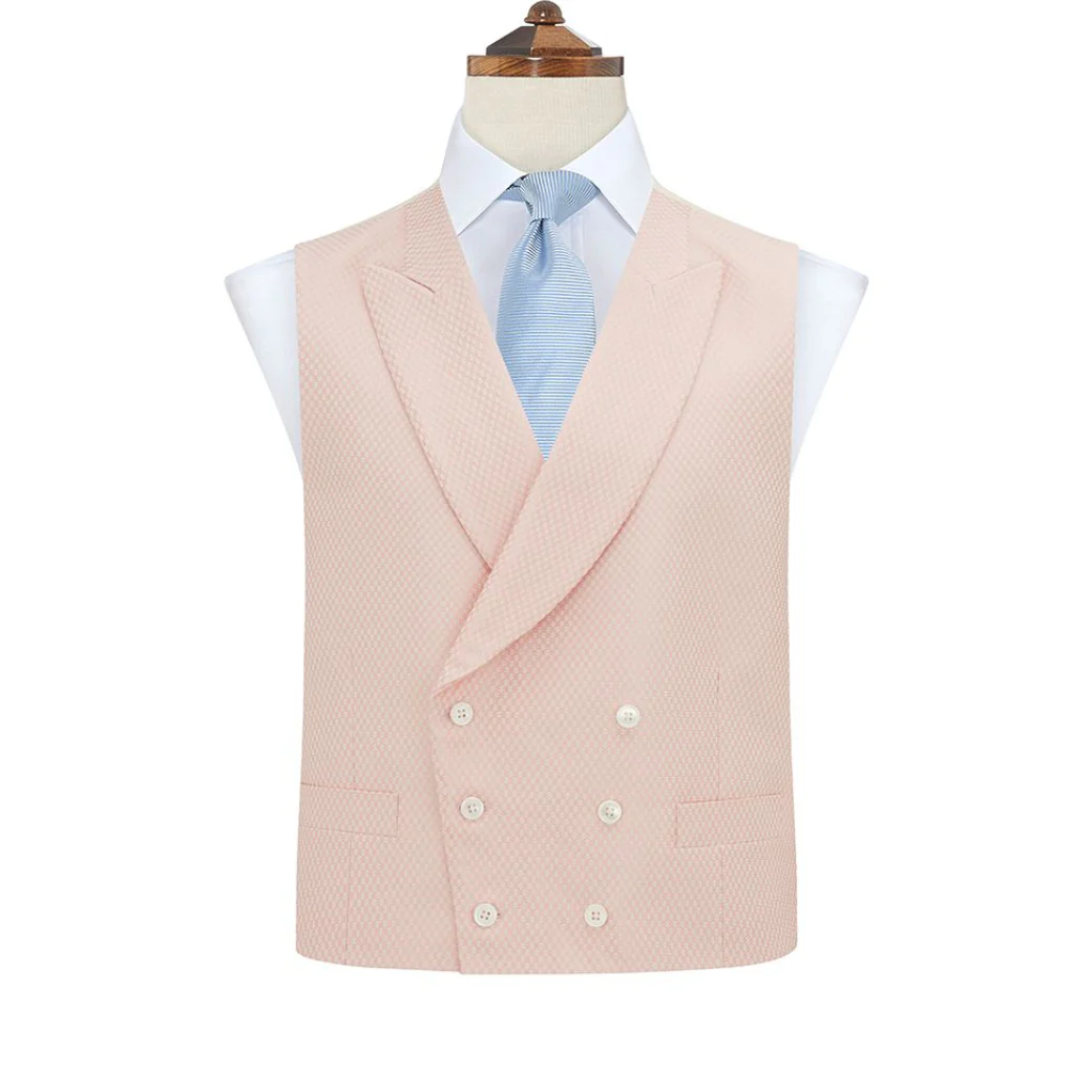Hayward Pale Pink Geometric Wool Silk Waistcoat