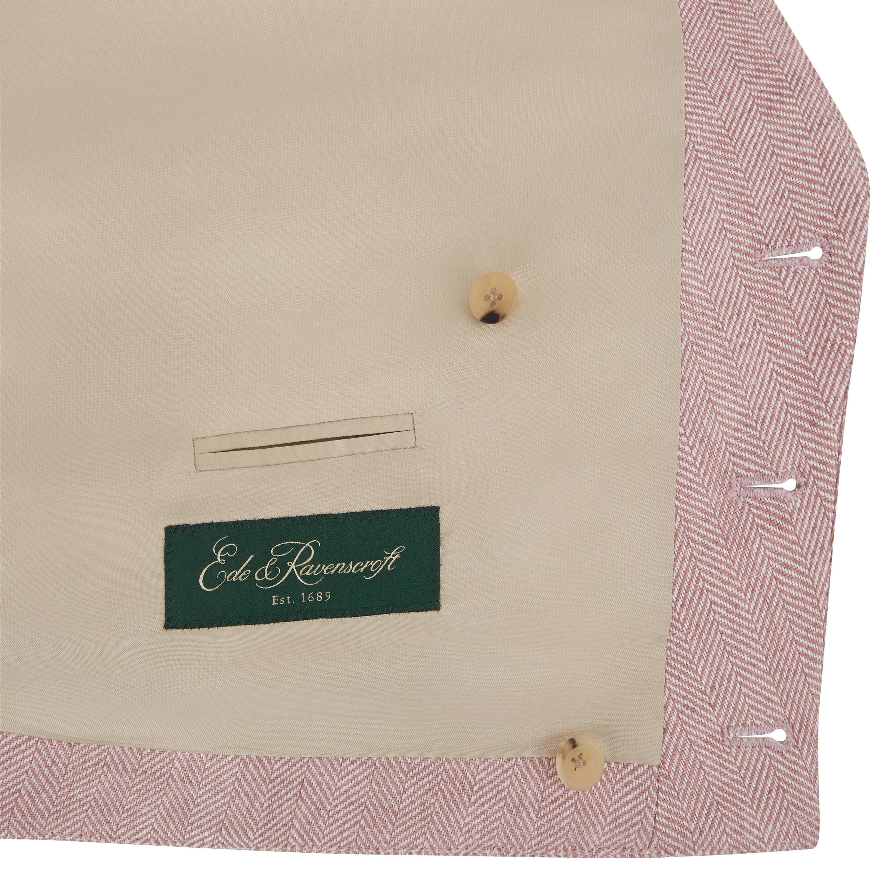 Hayward Pink Cream Linen Herringbone Waistcoat - Image 3