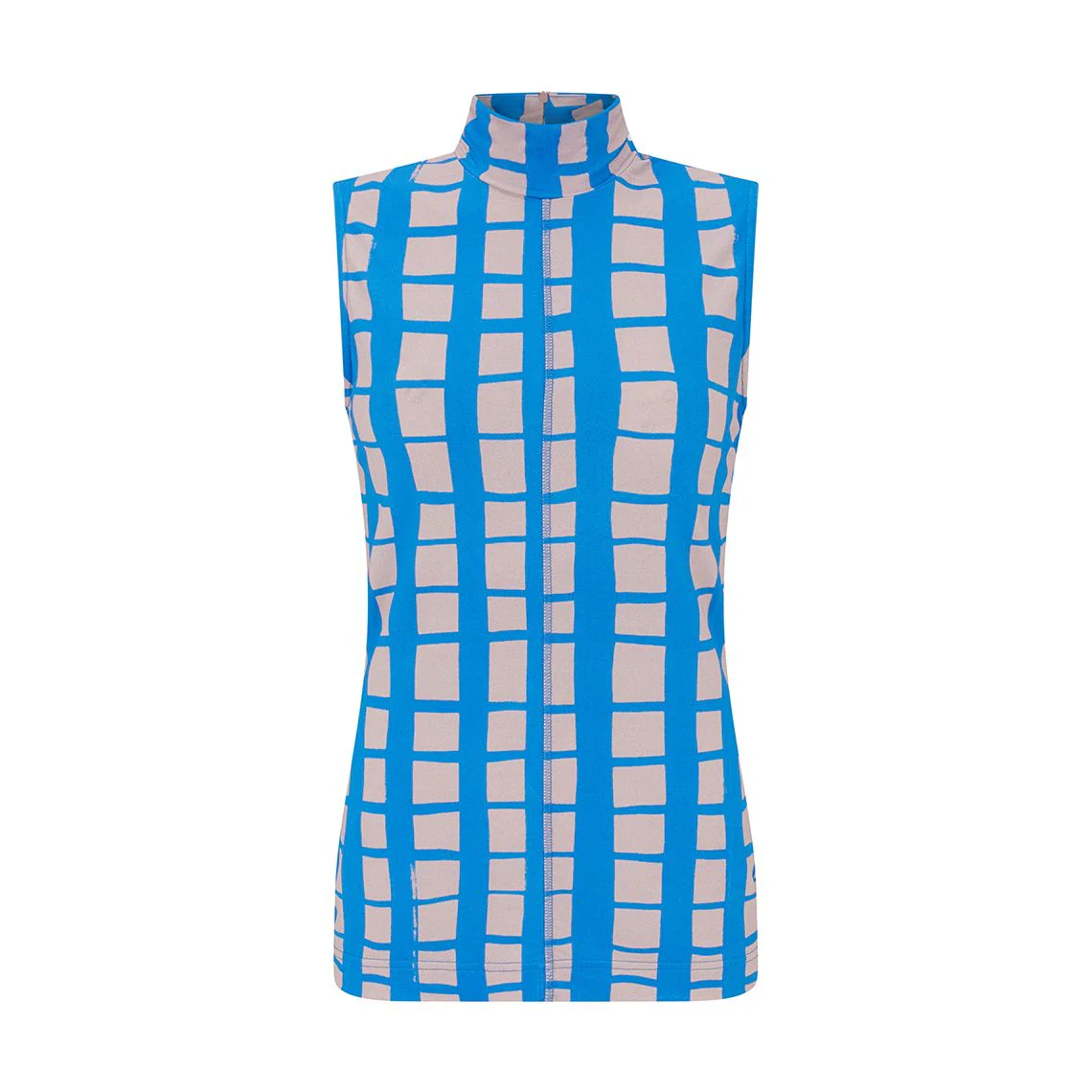 High Neck Sleeve-less Top Blue