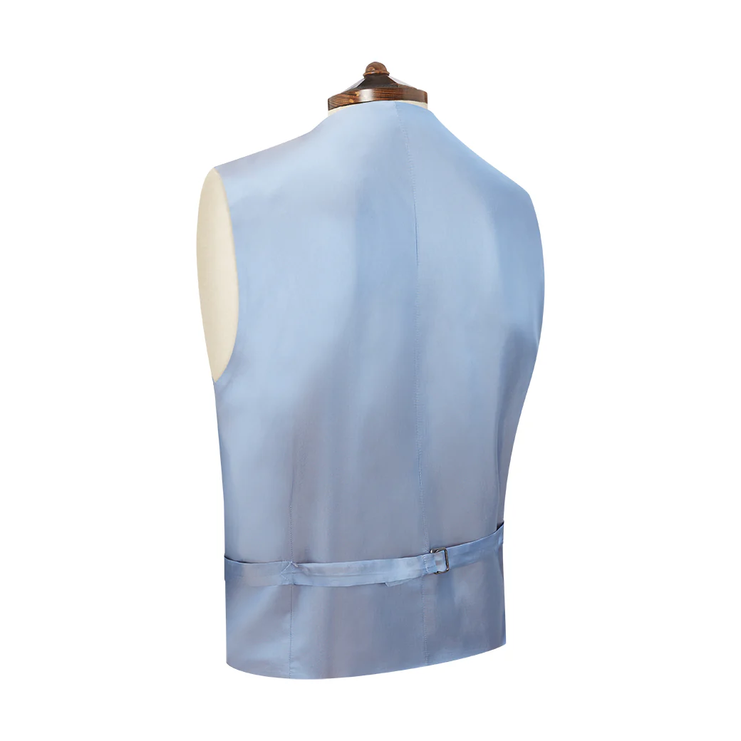 Hudson Dark Blue Grosgrain Silk and Cotton Waistcoat - Image 3