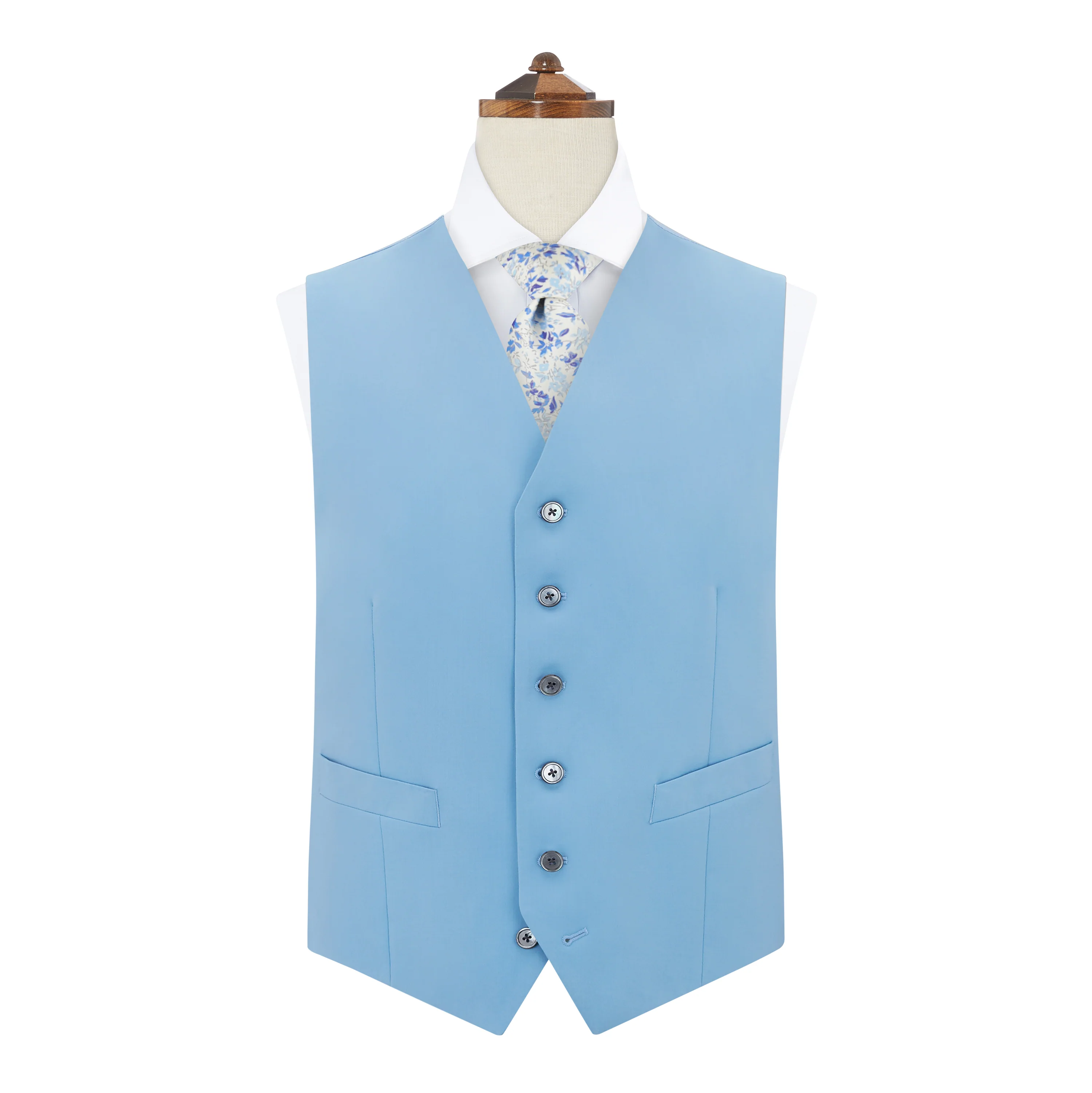 Hyde Pale Blue Royal Gaberdine Wool Waistcoat
