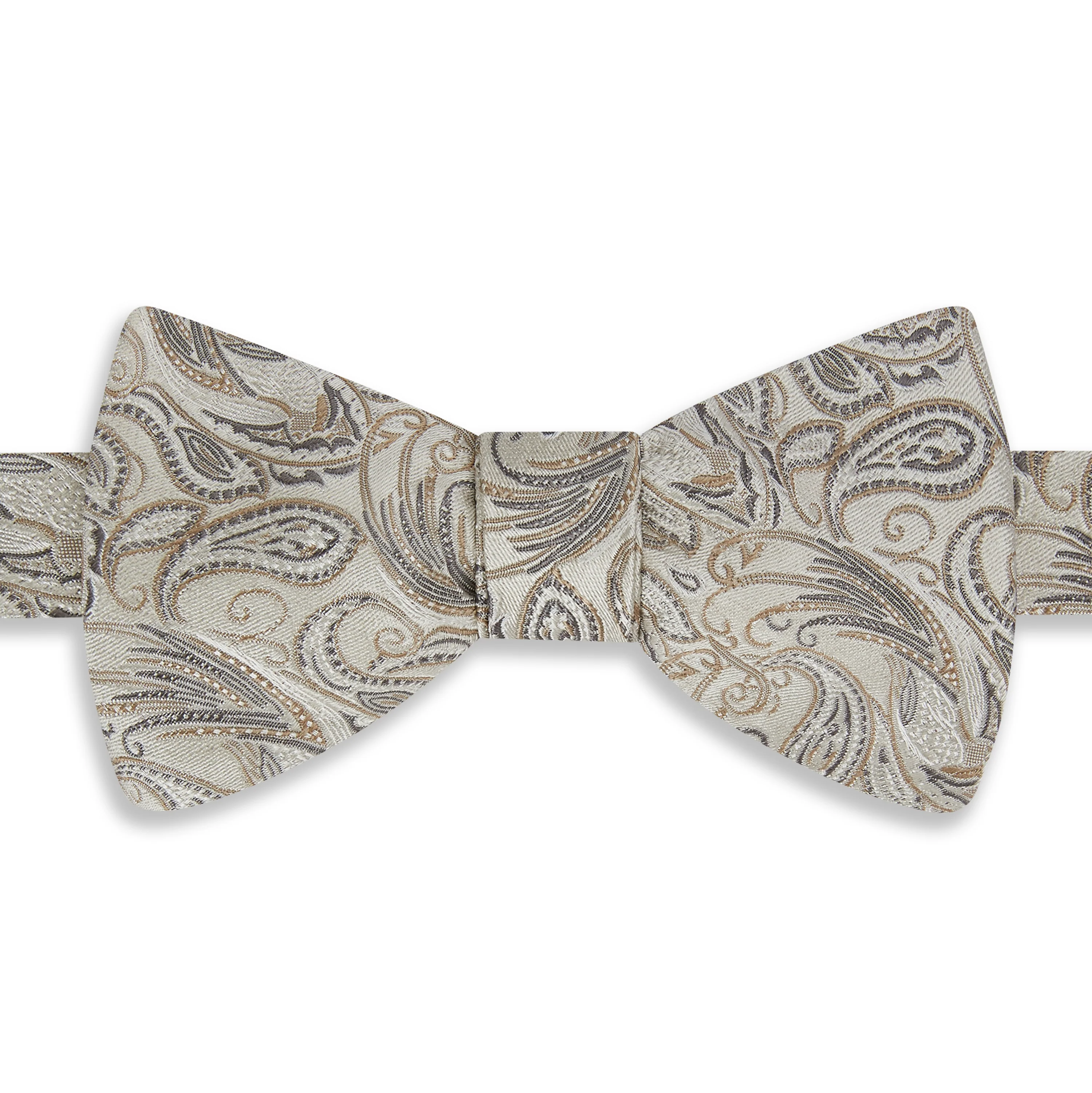 Ivory Pheasant Woven Silk Bow Tie