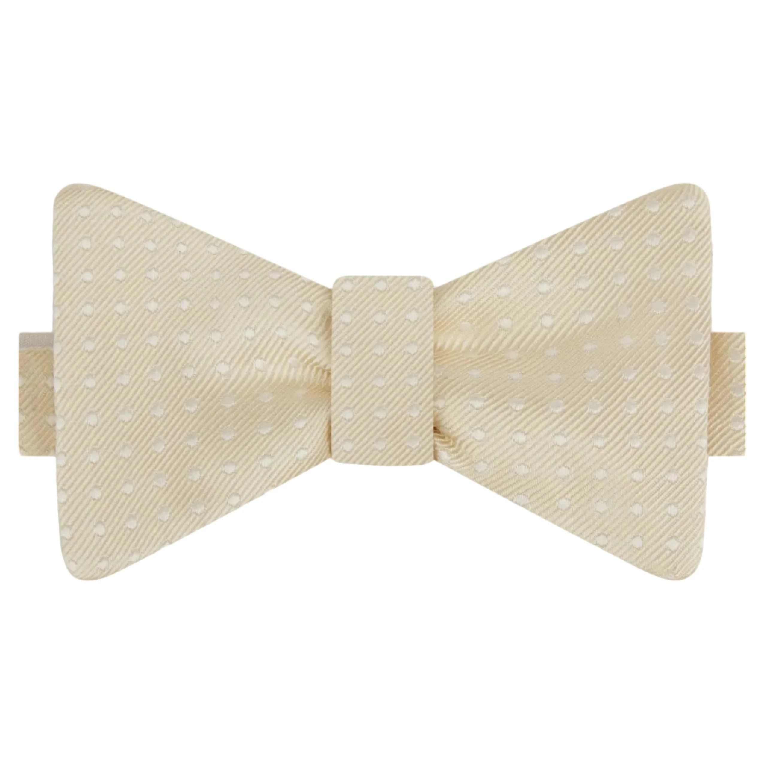 Ivory Small Spot Silk Self Bow Tie