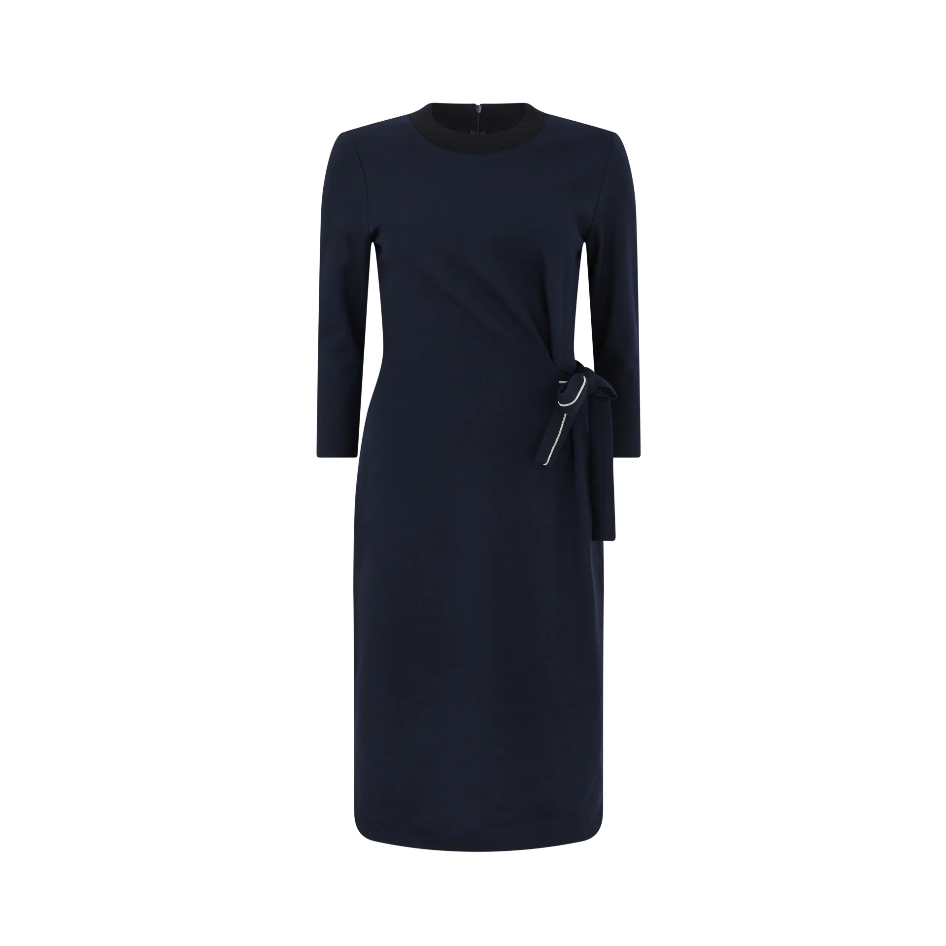 Jersey Belted Wool Cotton Midi Dress