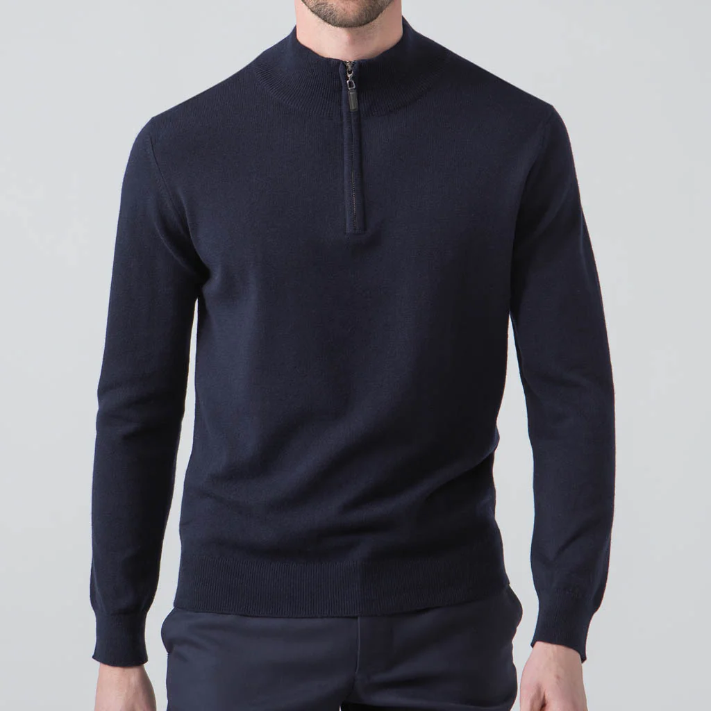 Kayden Navy Half Zip Long Sleeve Pullover - Image 3