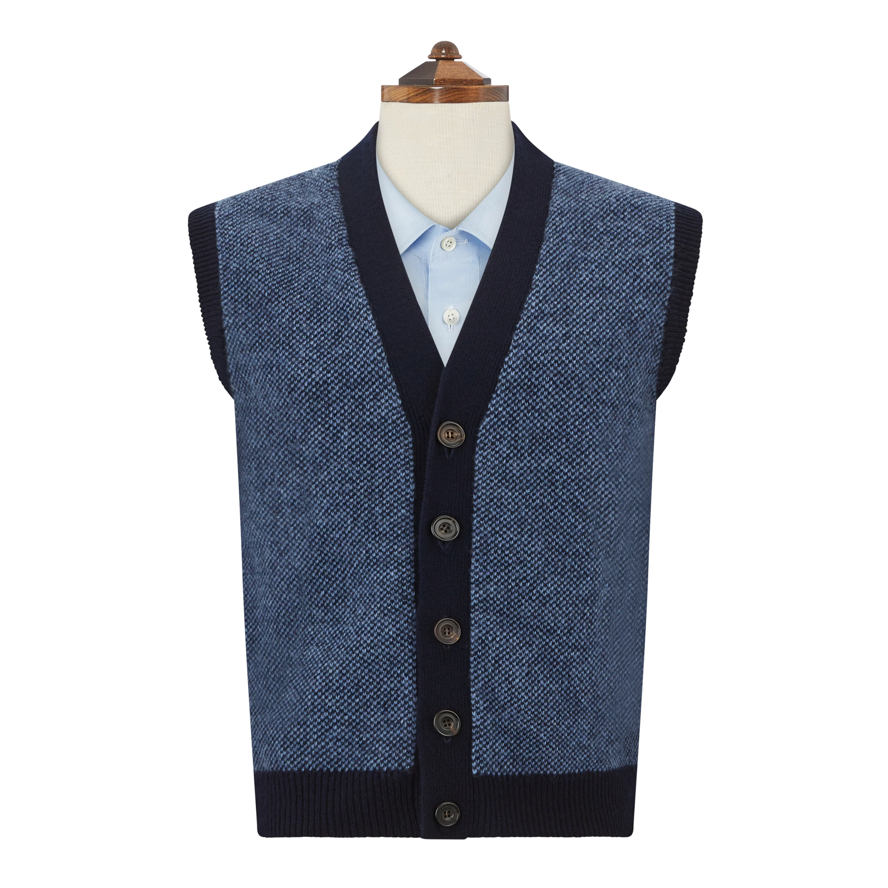 Kells Knitted Navy Blue Birdseye Vest