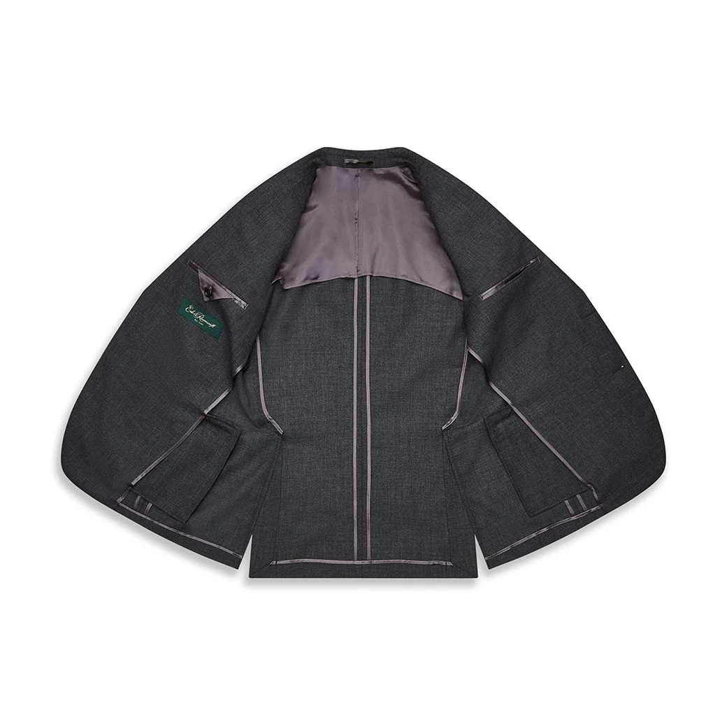 Knighton Semi Lined Charcoal Tropical Worsted Wool Suit - Image 4
