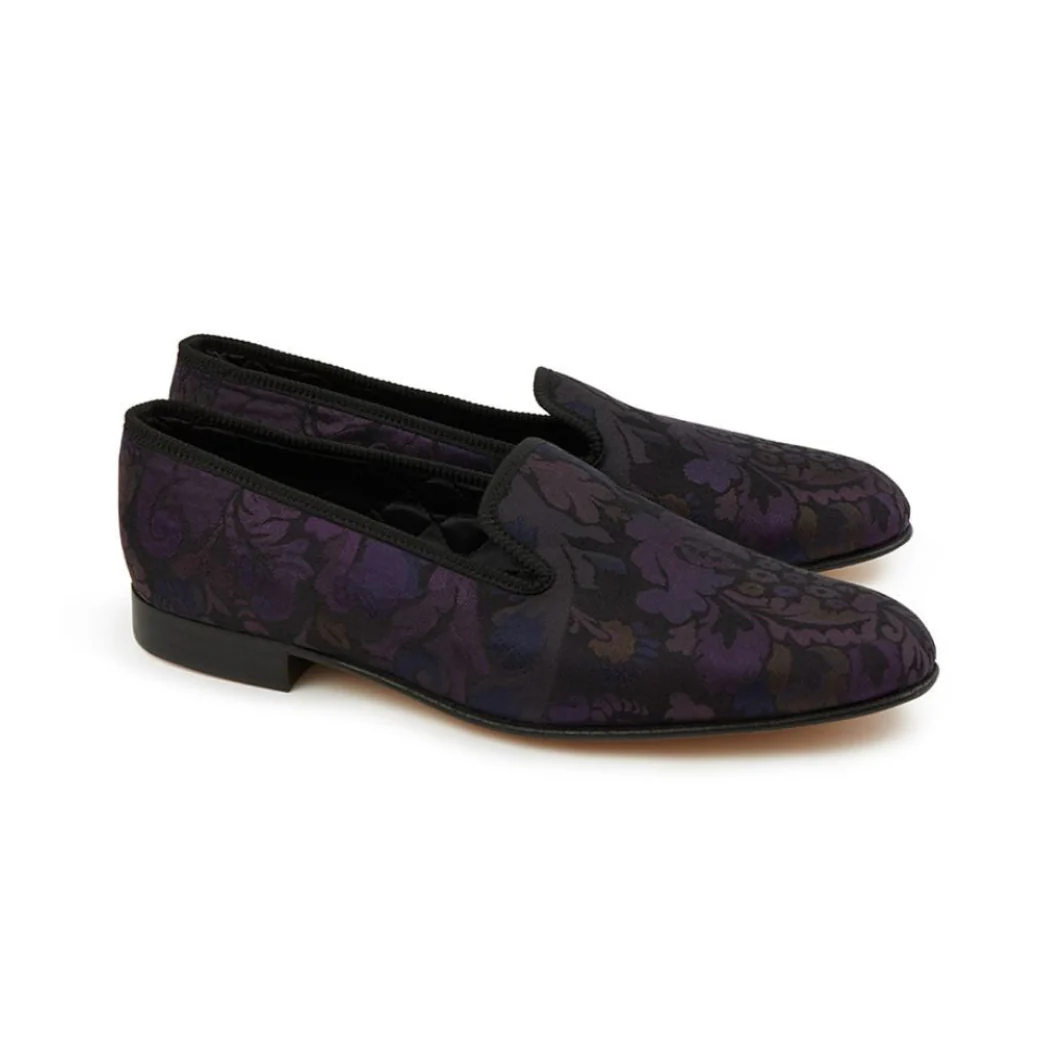 Knightsbridge Silk Jacquard Purple Slipper - Image 2