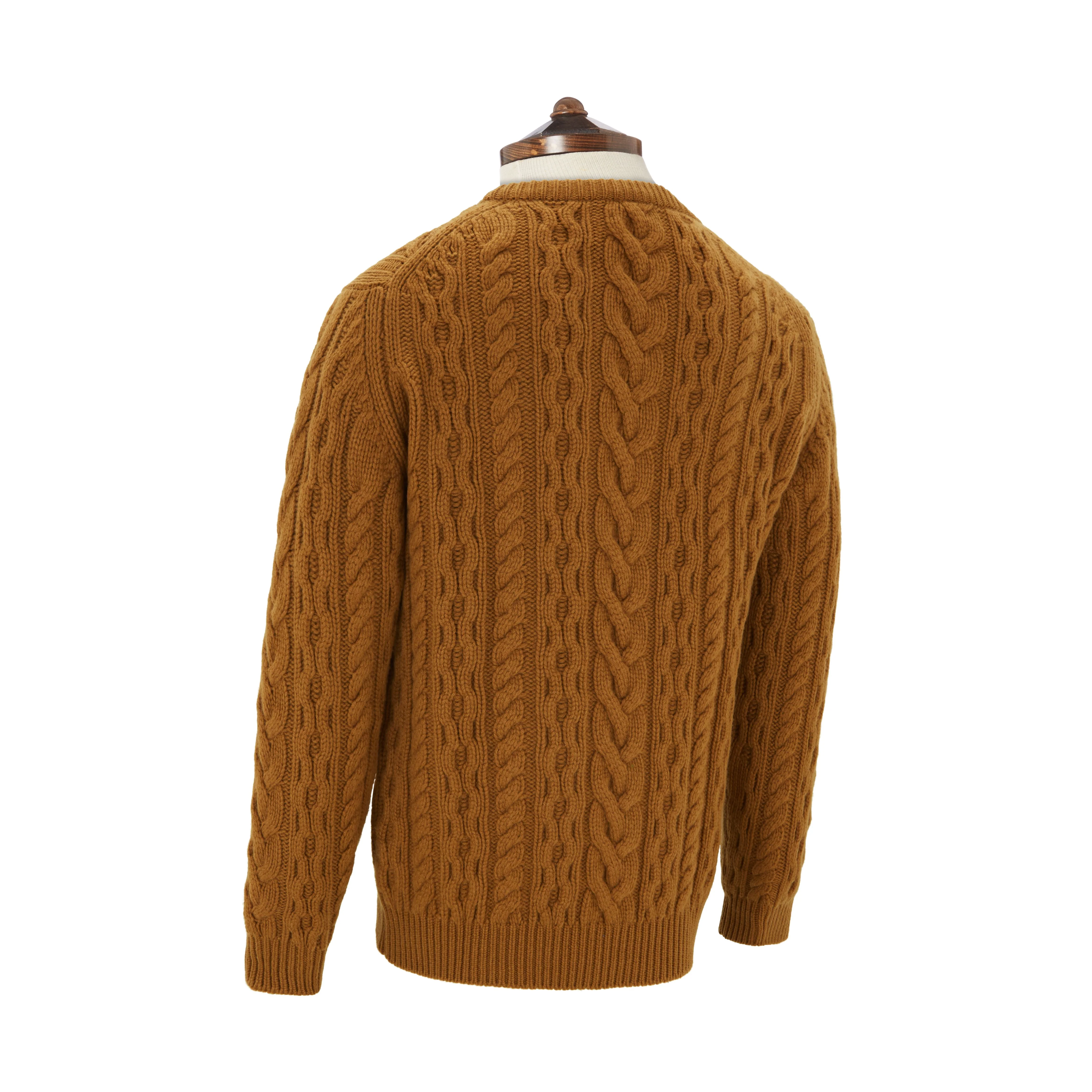 Kylan Brown Cashmere Cable Crew Neck Jumper - Image 2
