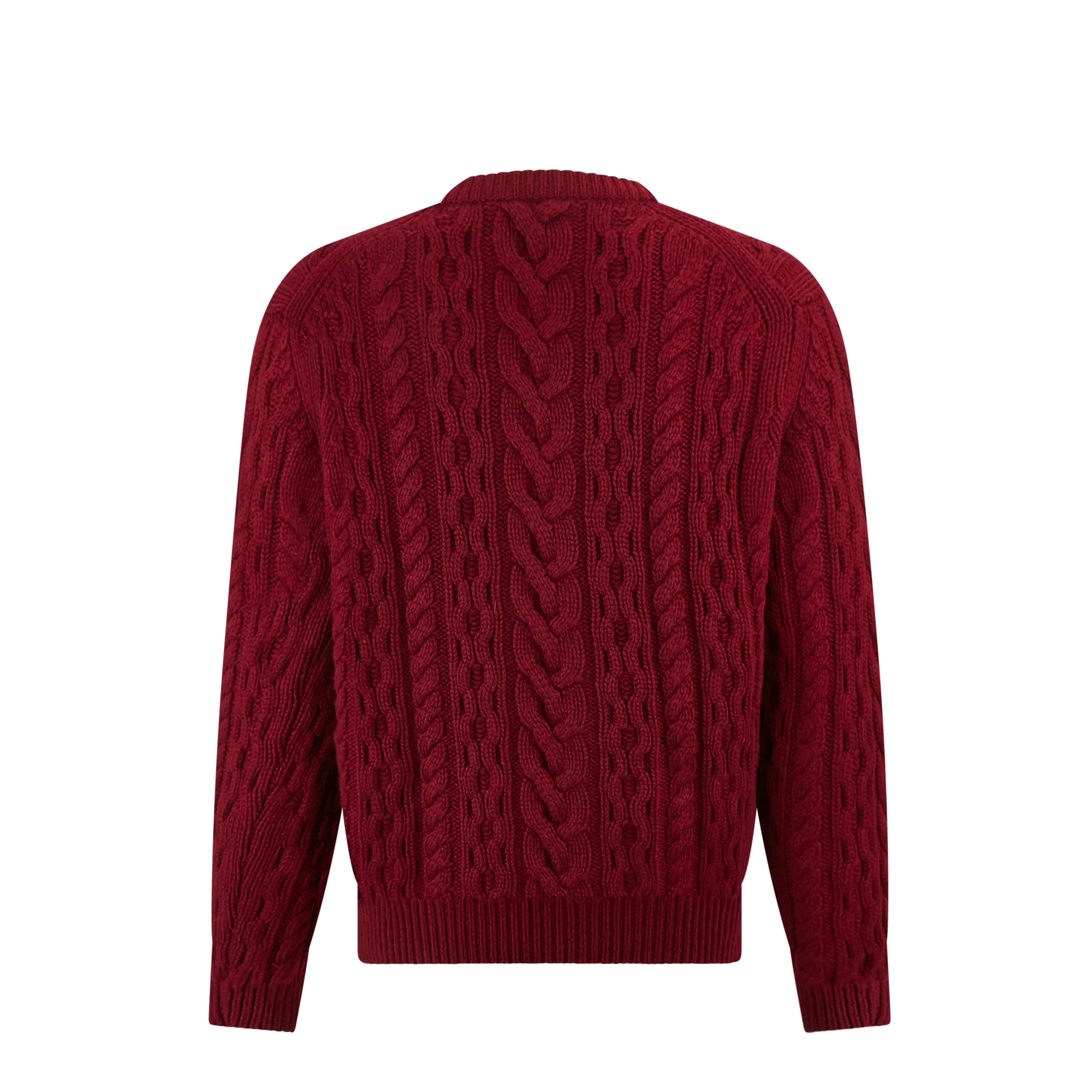 Kylan Burgundy Cable Crew Neck Jumper - Image 2
