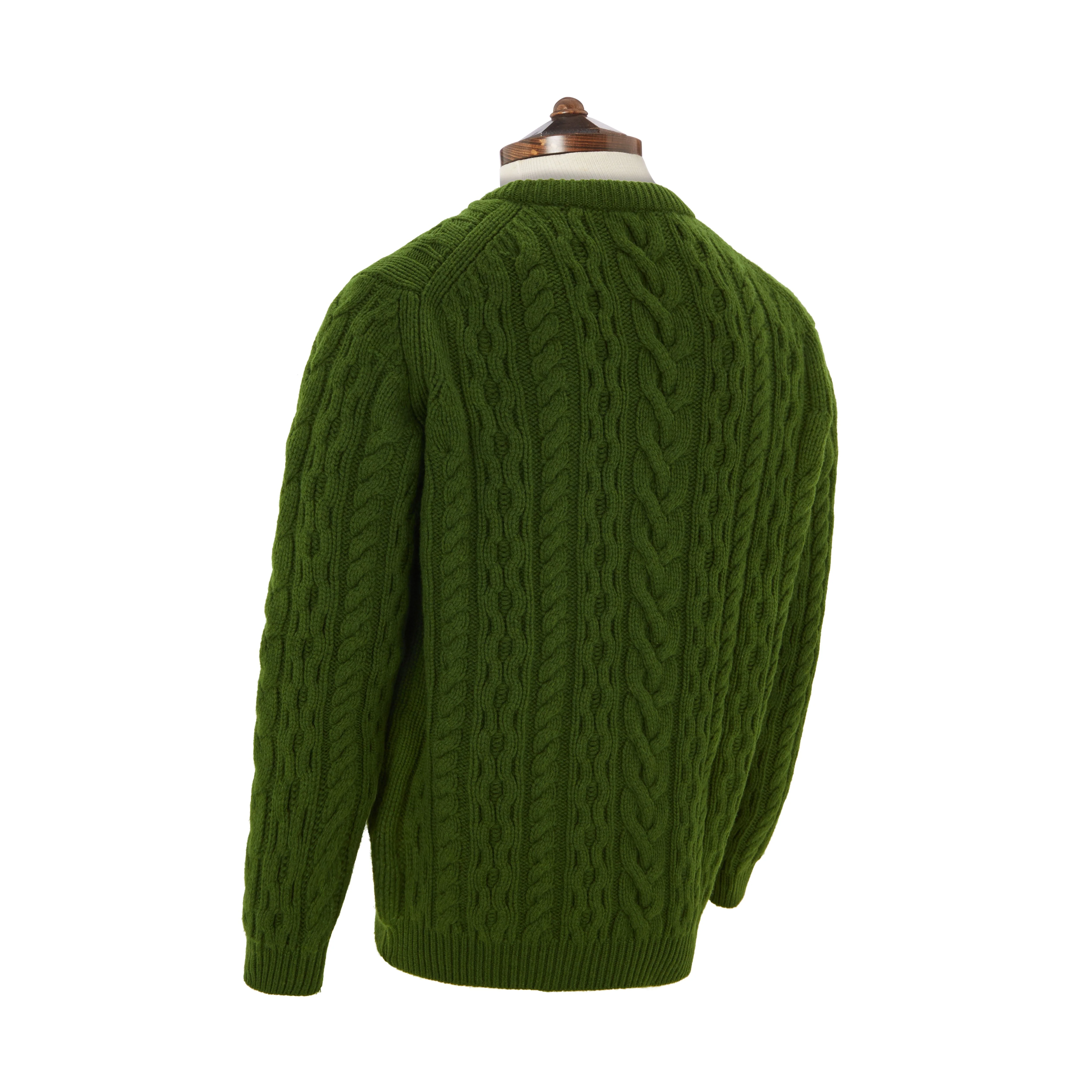 Kylan Green Cashmere Cable Crew Neck Jumper - Image 2