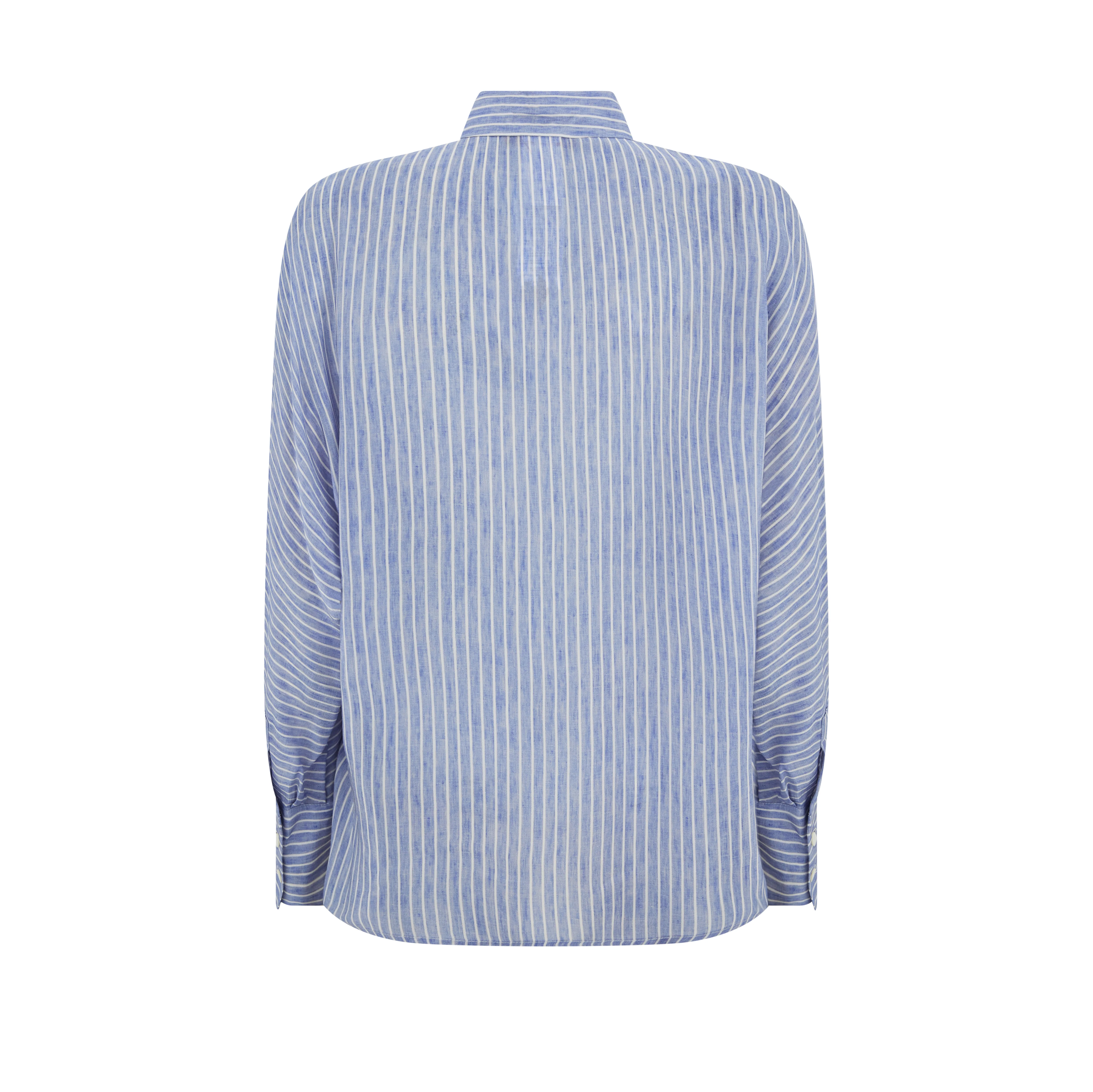 Dinar Stripe Printed Crepe de Chine Silk Shirt - Image 2