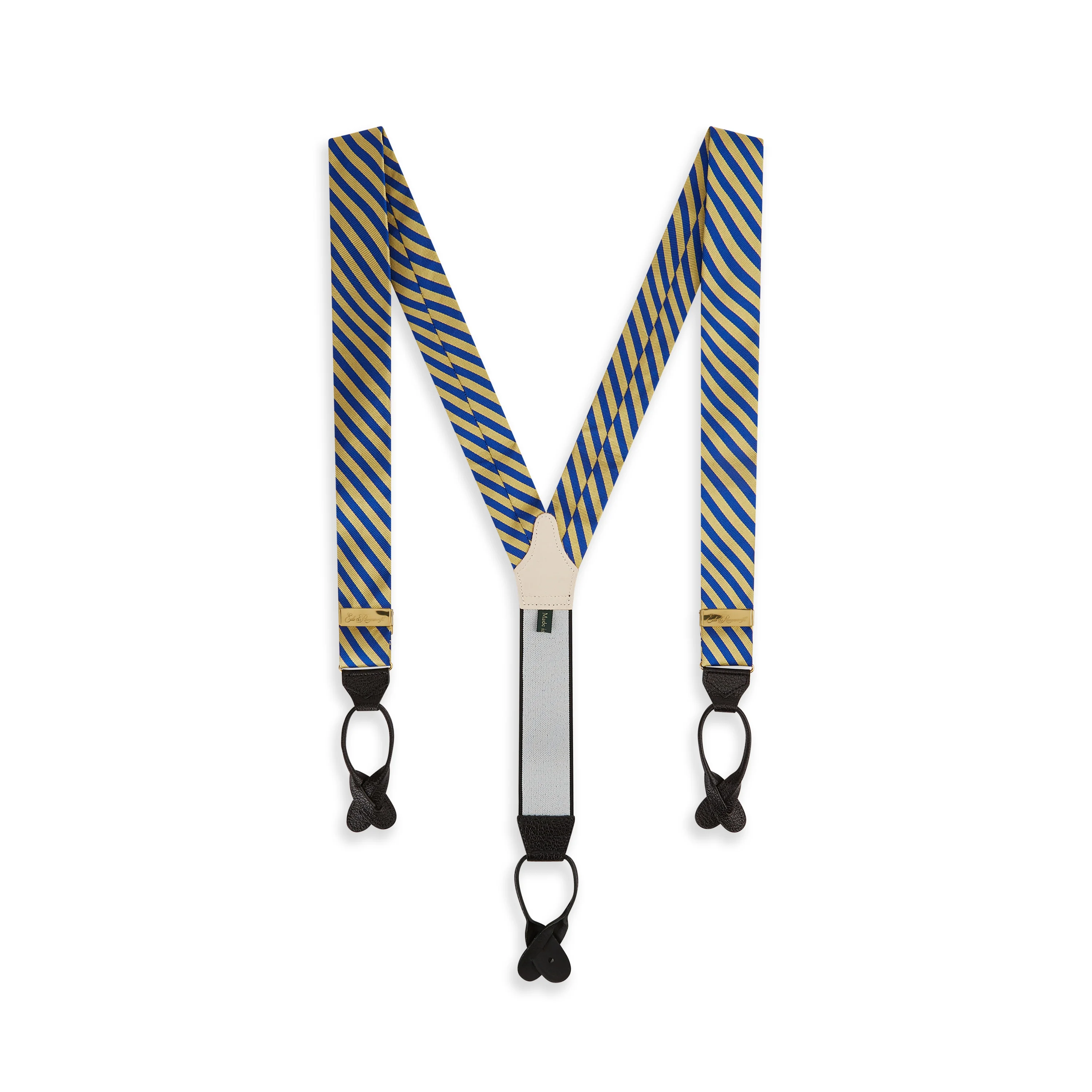 Lincoln's Inn Stripe Yellow Blue Silk Braces - Image 2