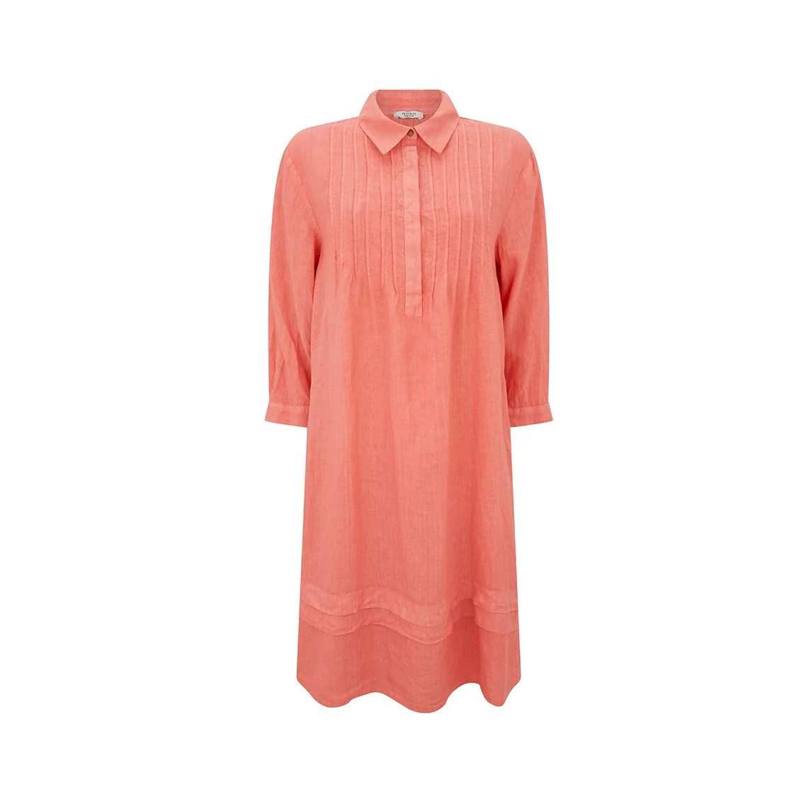 Linen Shirt Collar Midi Dress