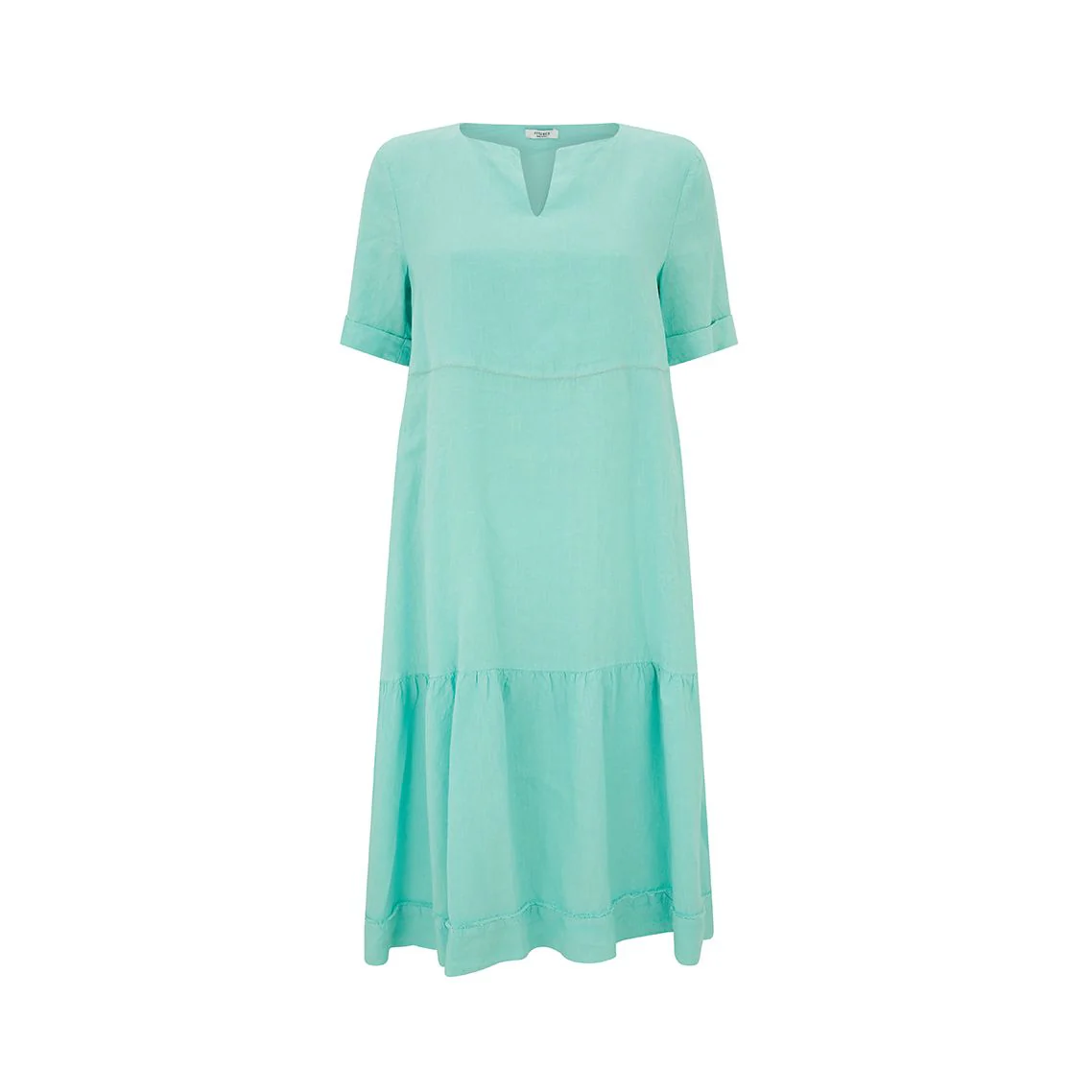 Linen V-Neck Midi Dress